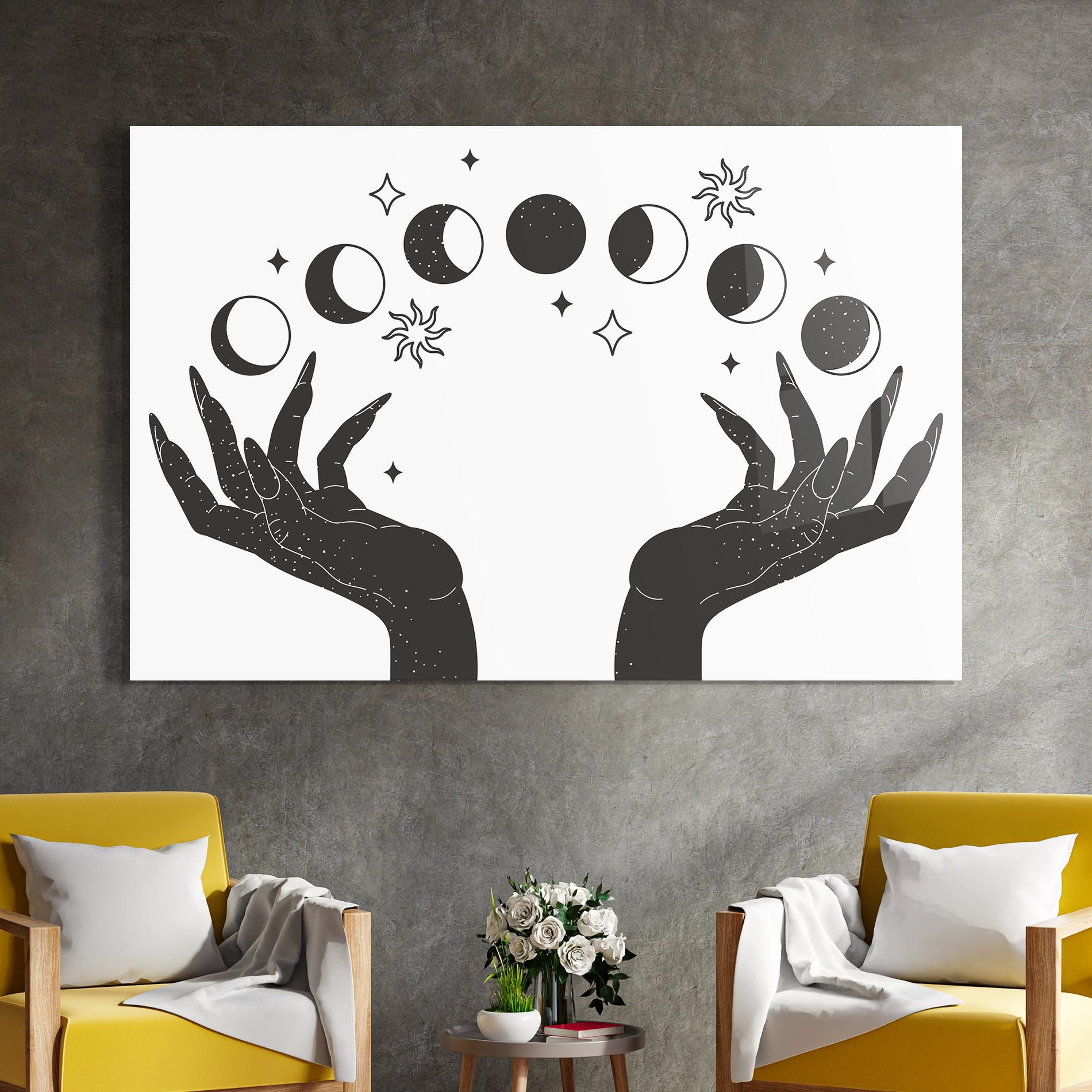 Üvegkép Magic Moon Hands mockup 4