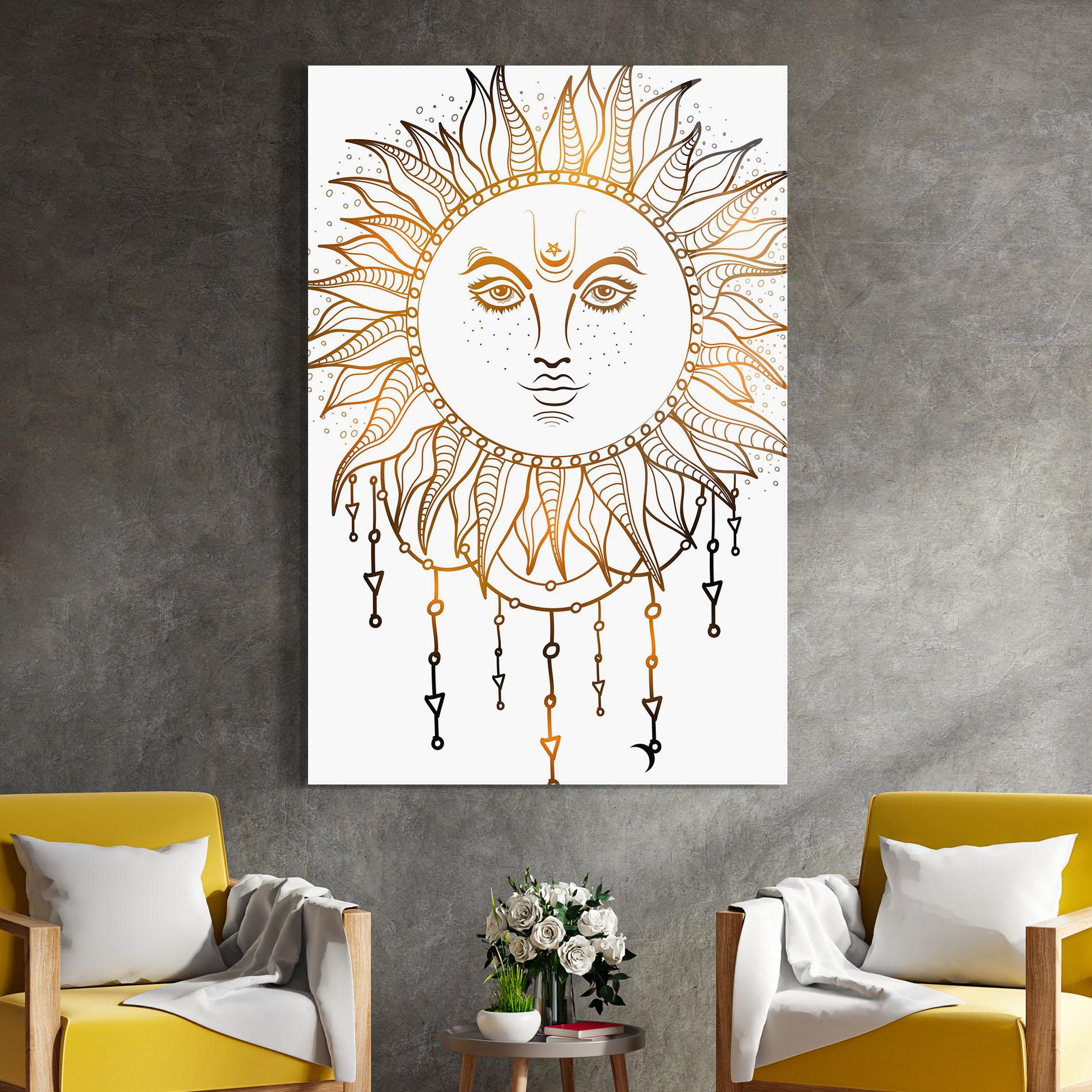 Üvegkép Gold Sun Face mockup 4