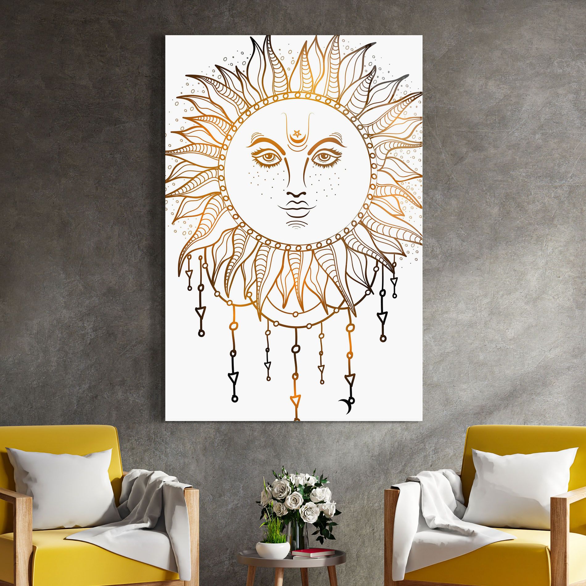 Gold Sun Face mockup 4