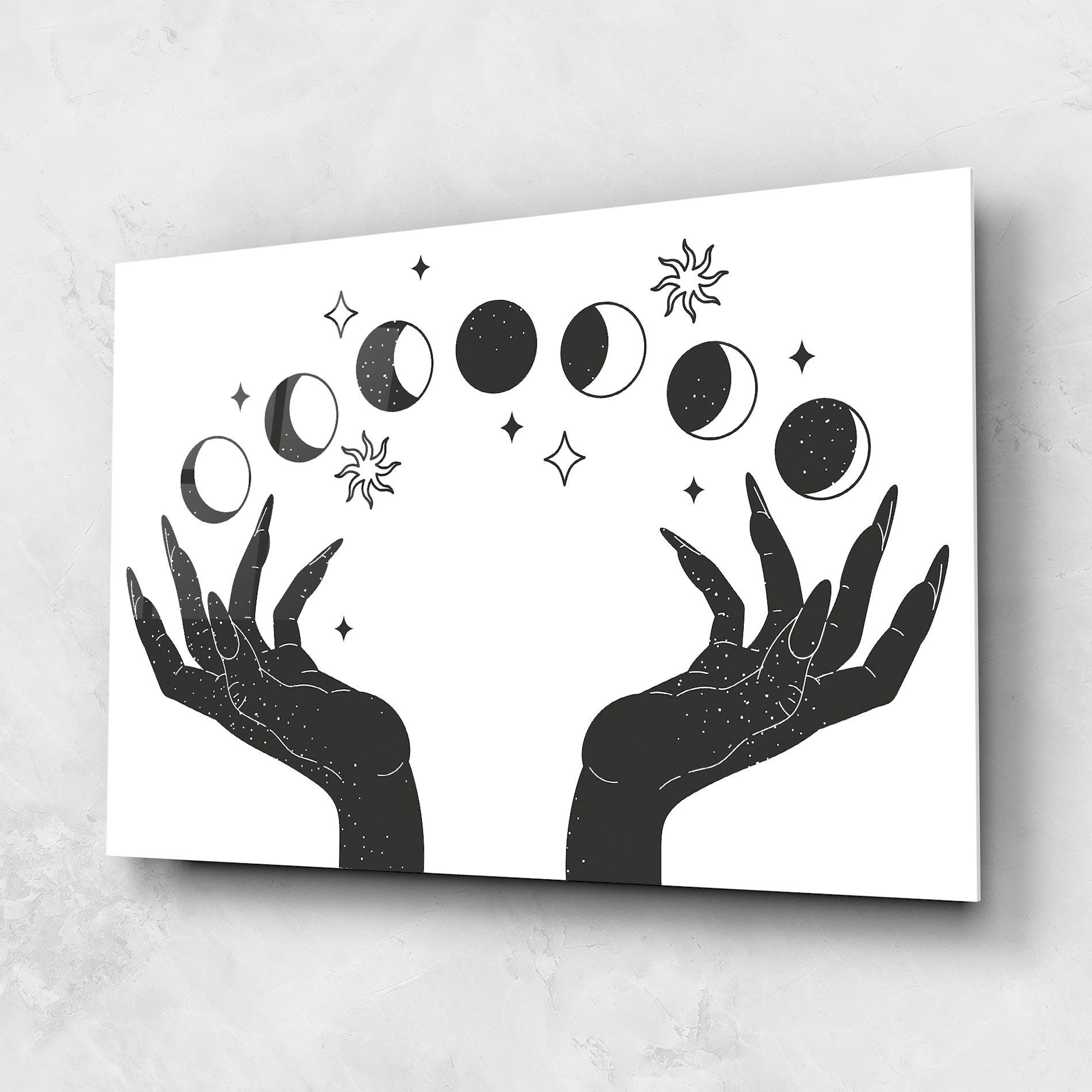 Üvegkép Magic Moon Hands mockup 1