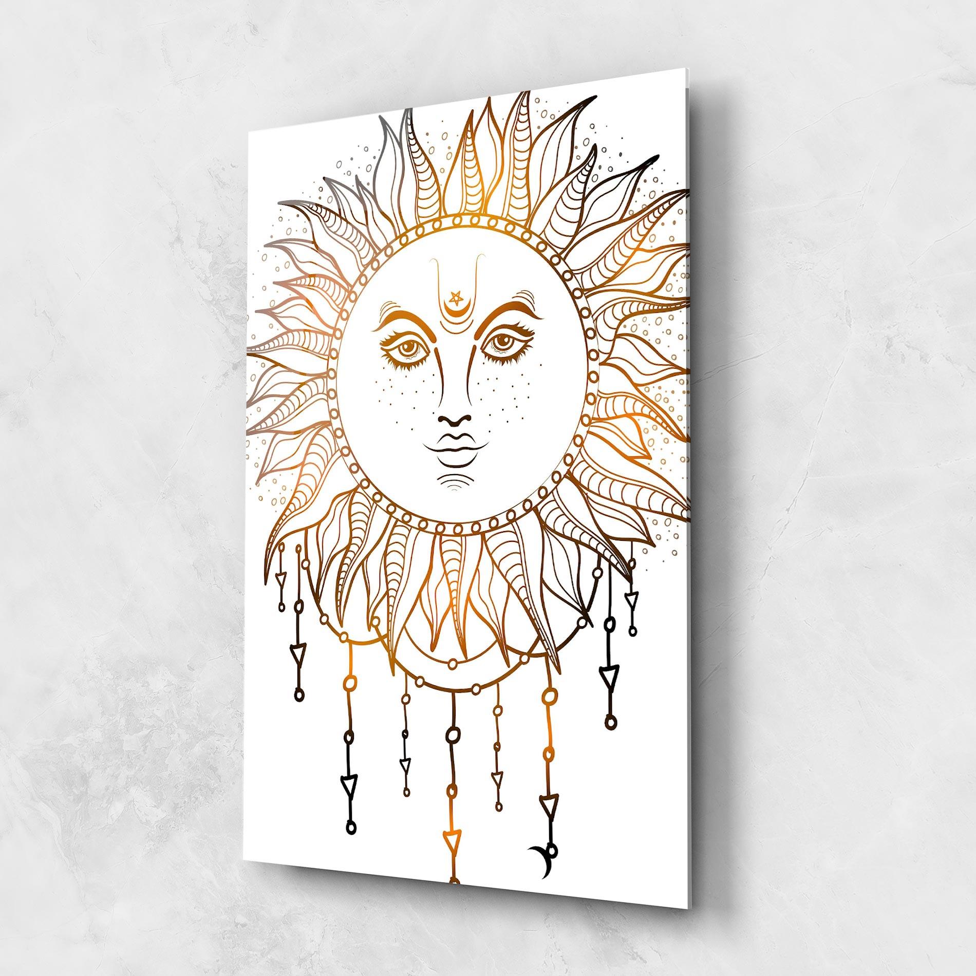 Üvegkép Gold Sun Face mockup 1