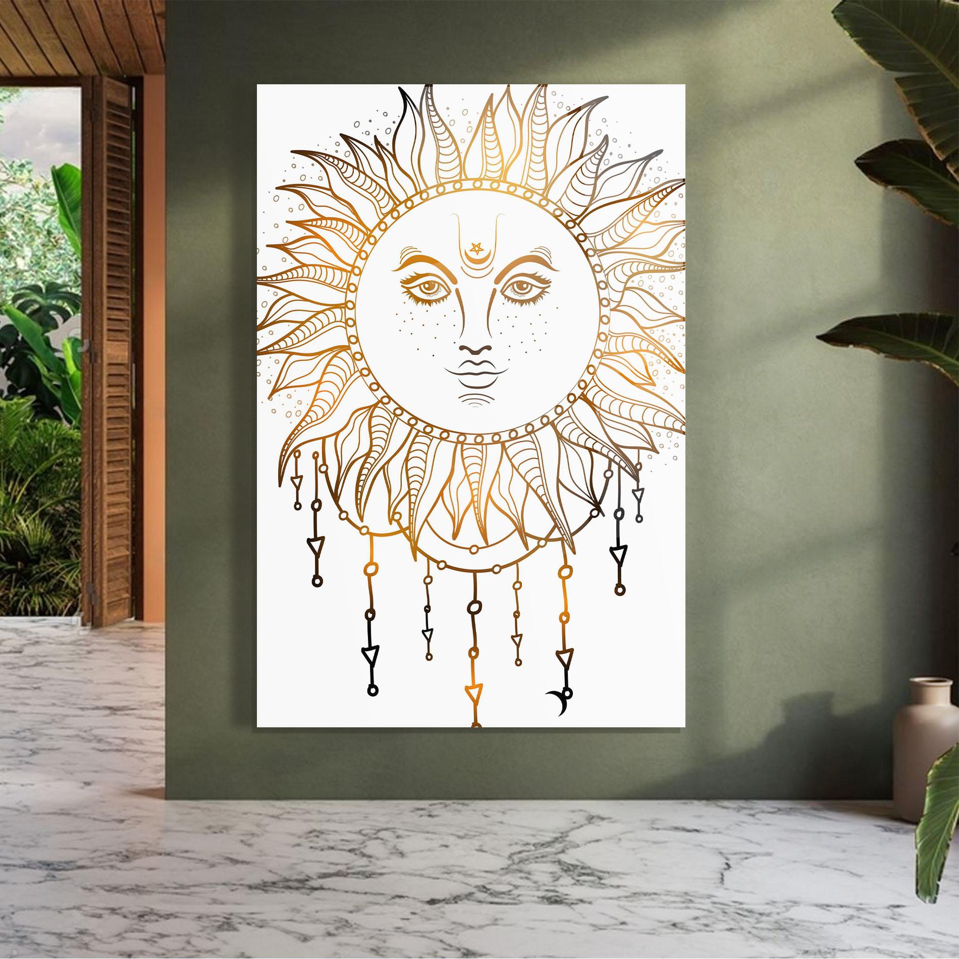 Üvegkép Gold Sun Face mockup 7
