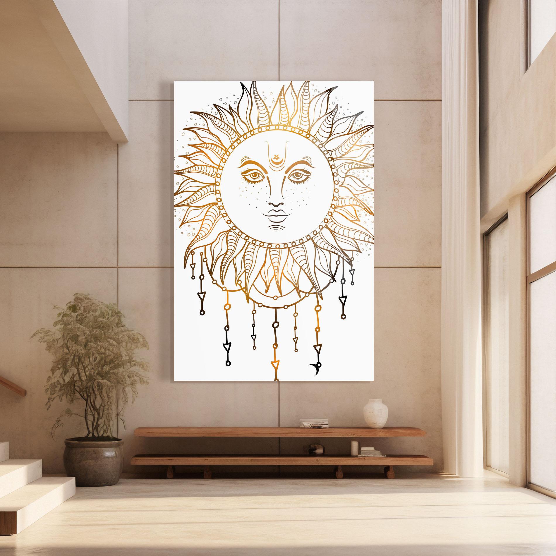 Üvegkép Gold Sun Face mockup 8