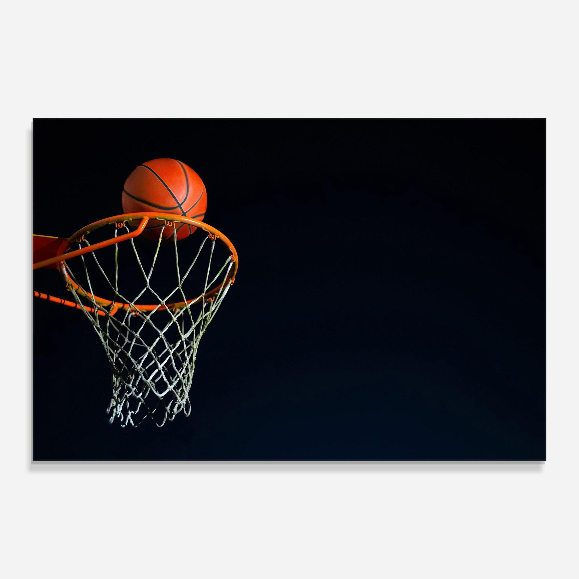 Üvegkép Basketball Hoop On Black mockup 0