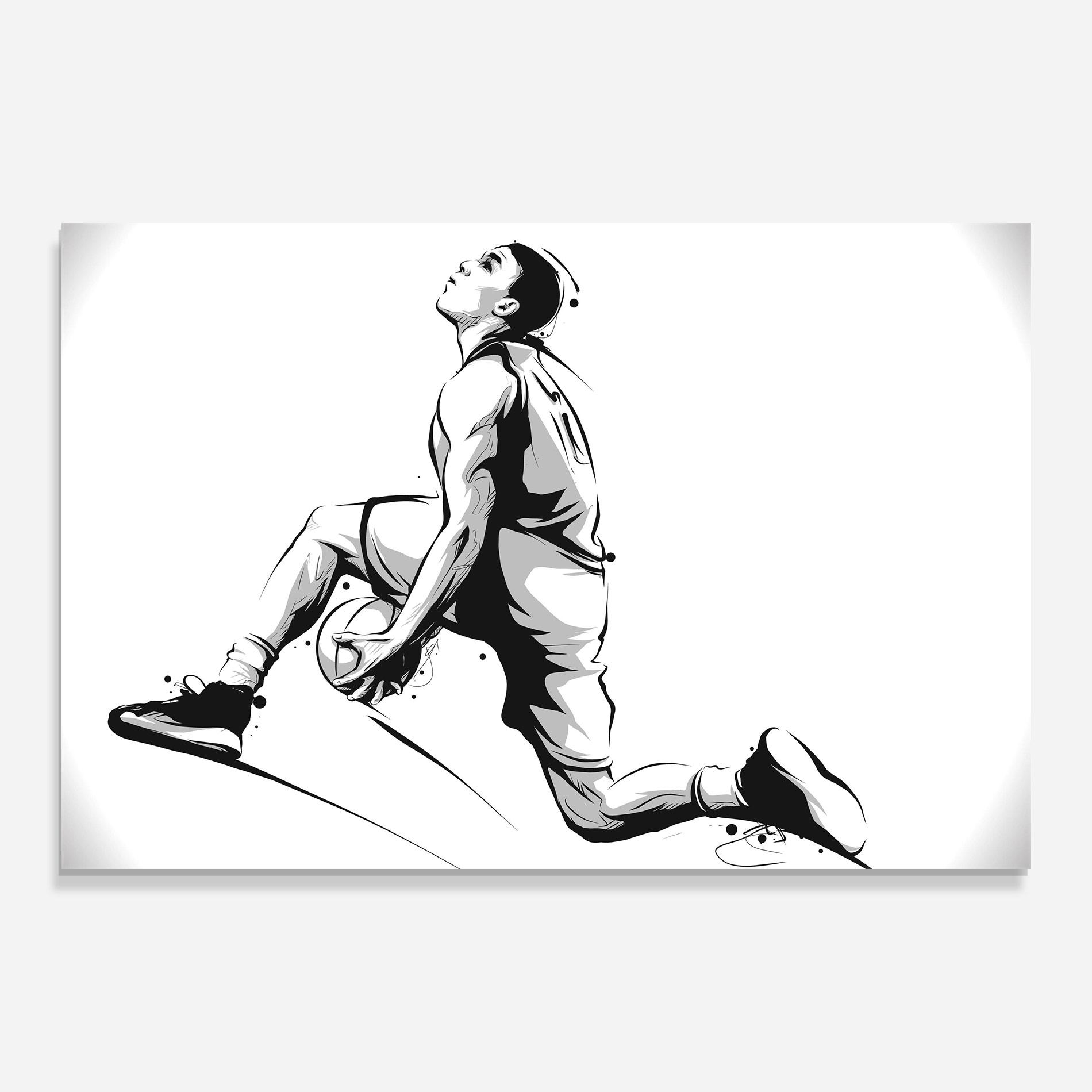 Üvegkép Basketball Player Jump mockup 0