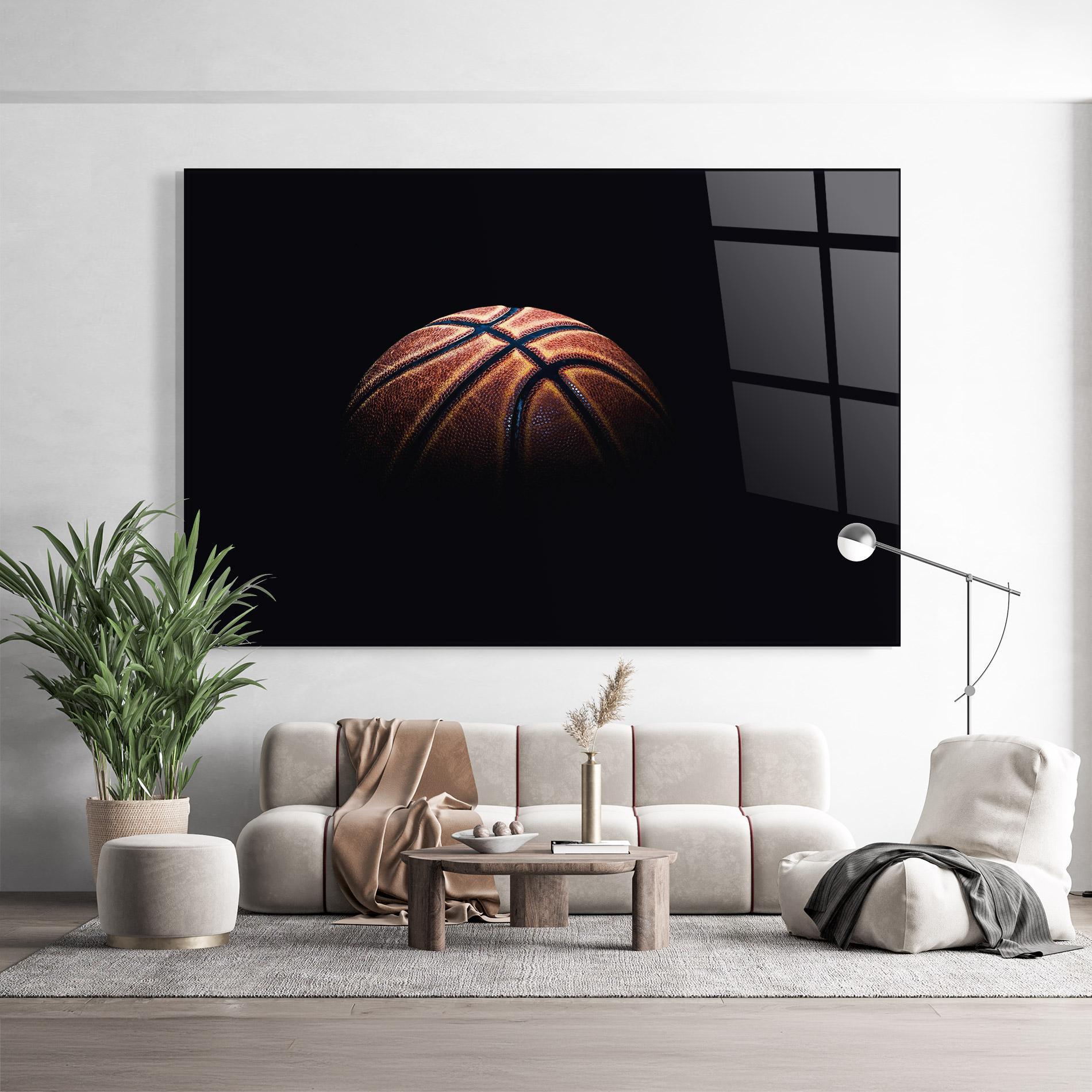 Üvegkép Basketball Ball In Dark mockup 9