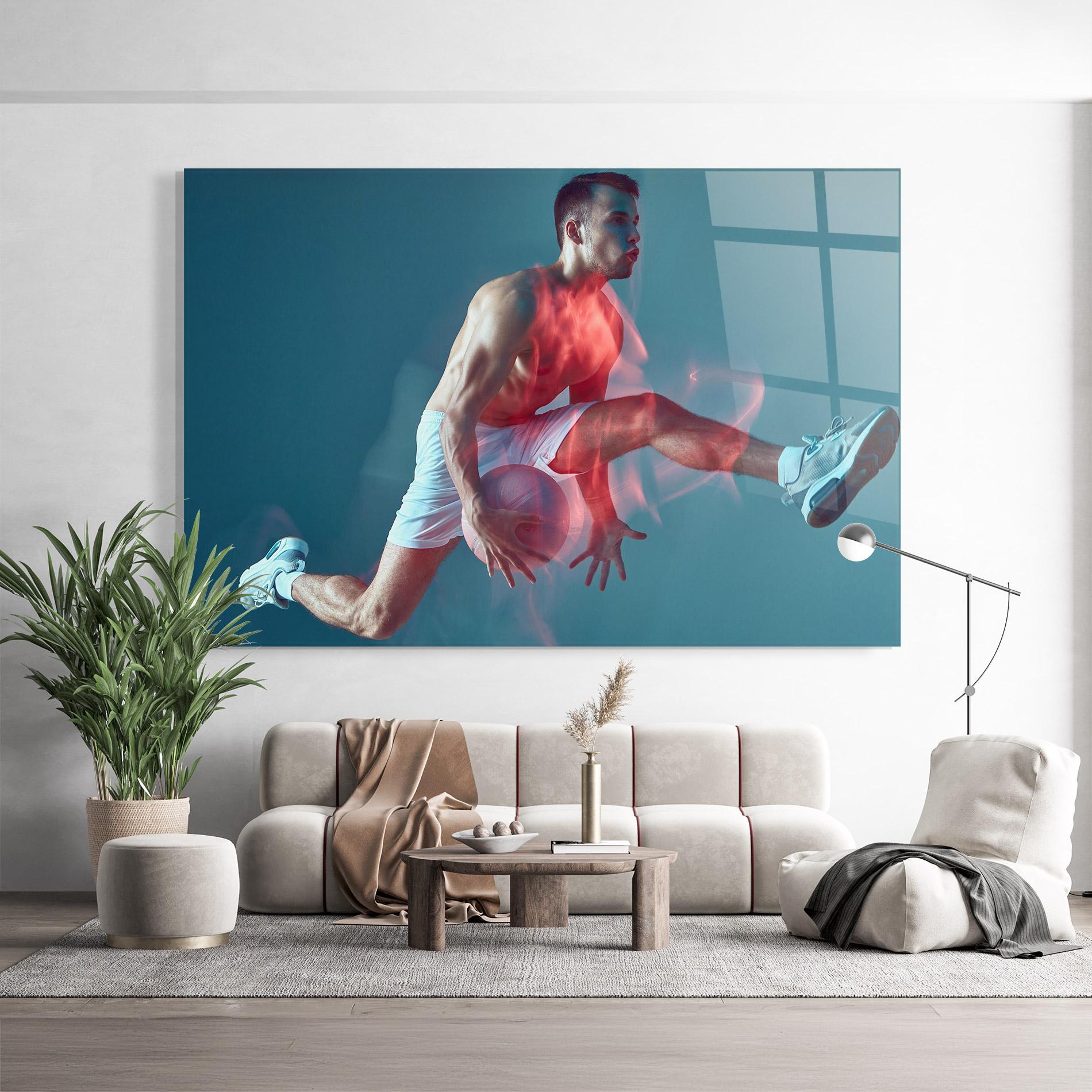 Üvegkép Fire Basketball Player mockup 9