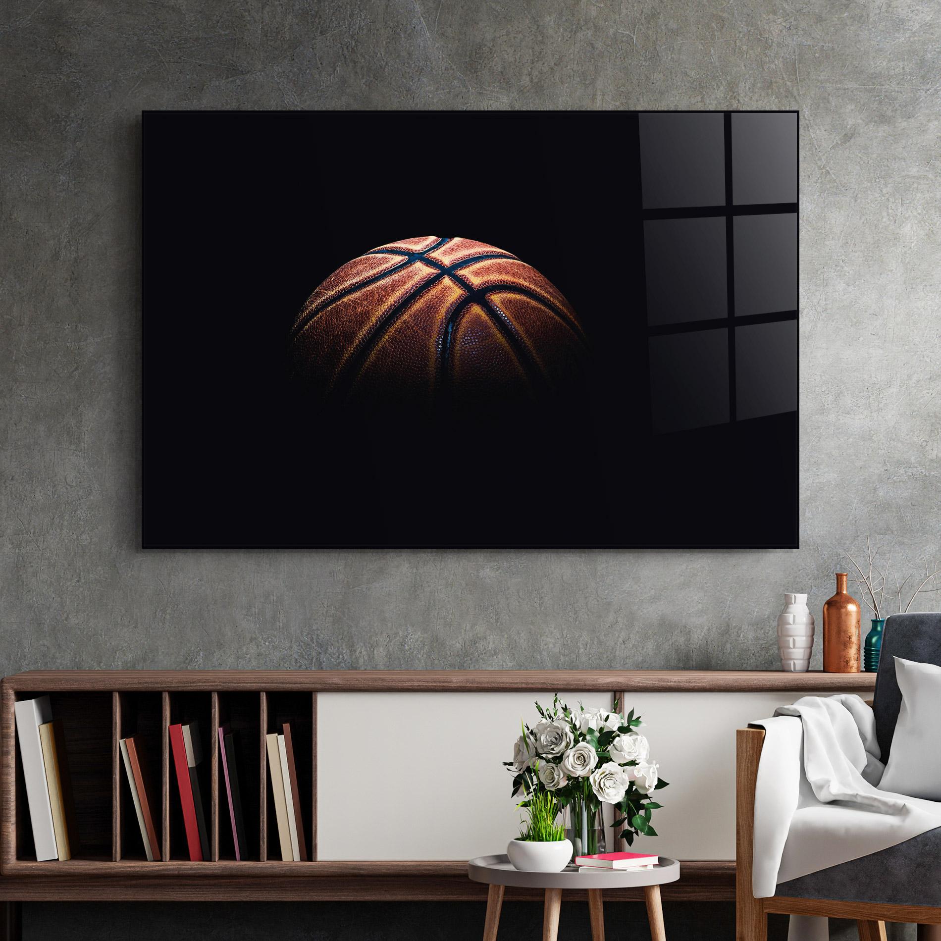 Üvegkép Basketball Ball In Dark mockup 2