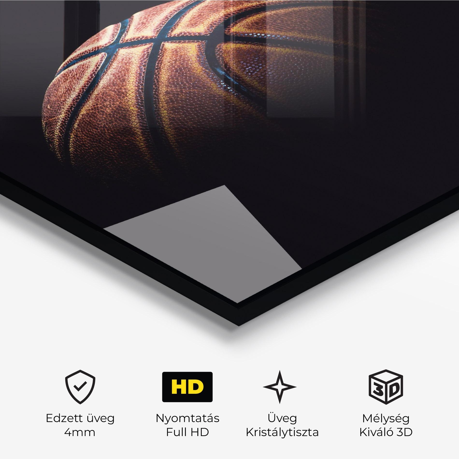 Üvegkép Basketball Ball In Dark mockup 3
