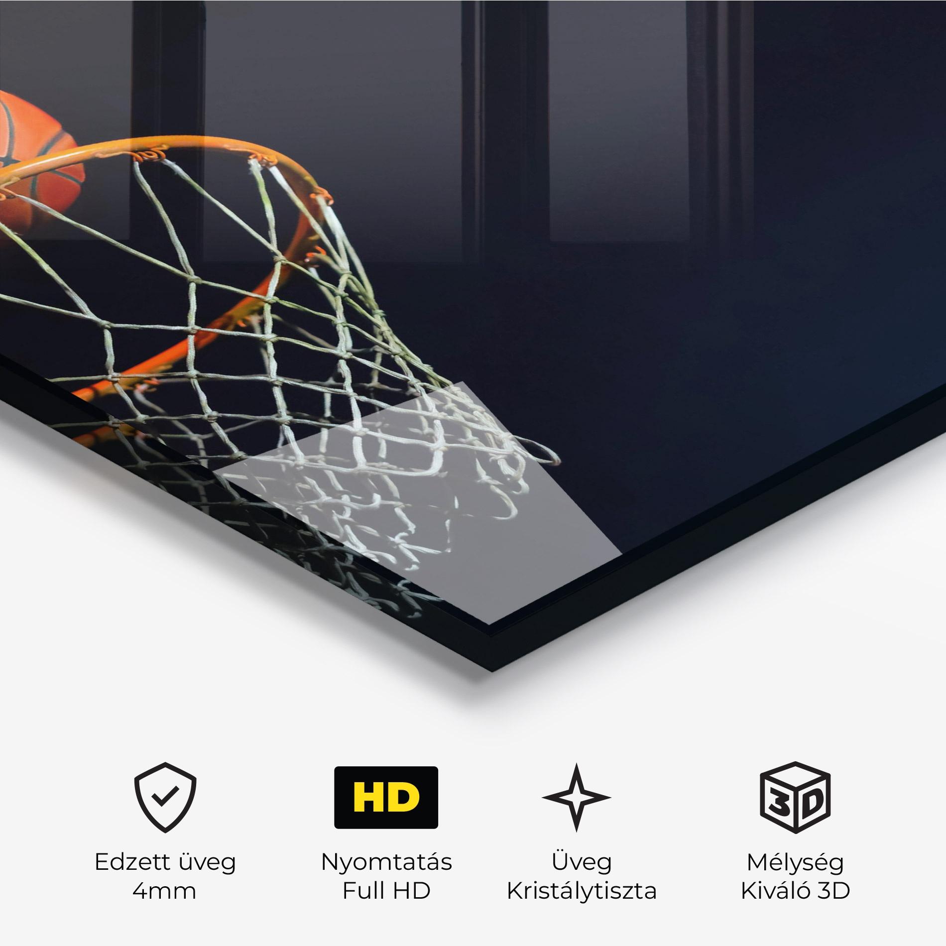 Üvegkép Basketball Hoop On Black mockup 3