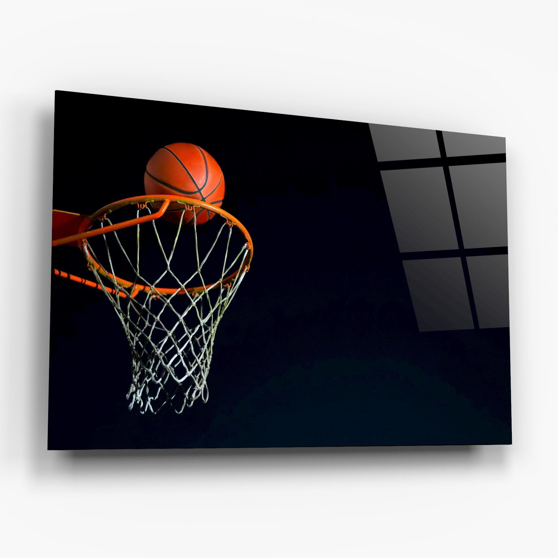 Üvegkép Basketball Hoop On Black mockup 6