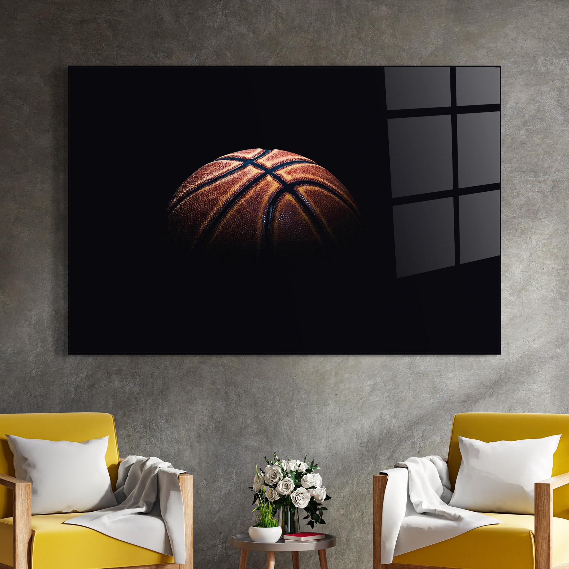 Üvegkép Basketball Ball In Dark mockup 4