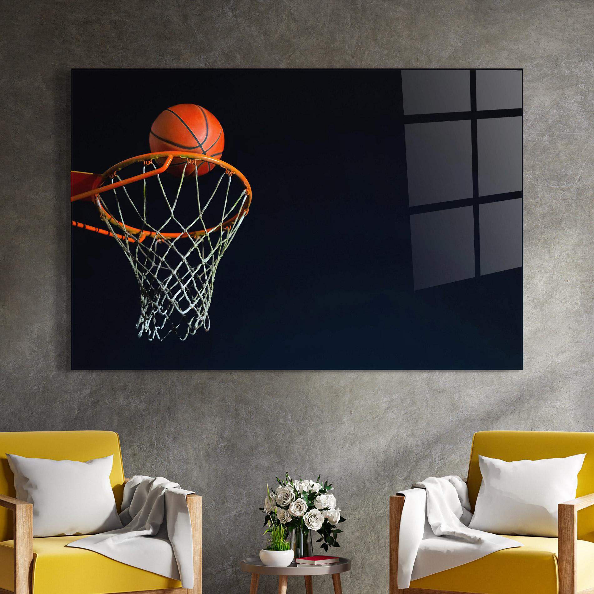 Üvegkép Basketball Hoop On Black mockup 4