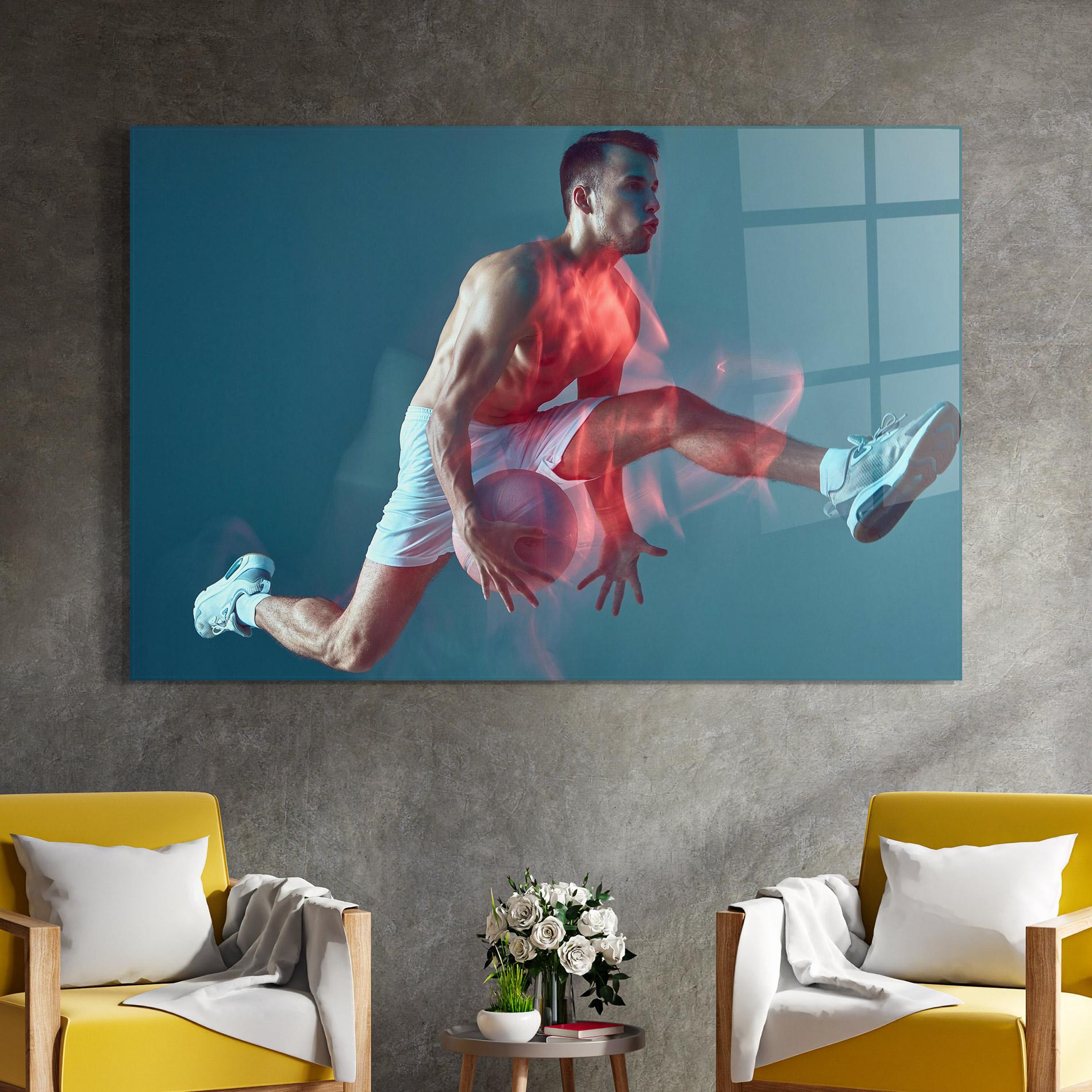 Üvegkép Fire Basketball Player mockup 4