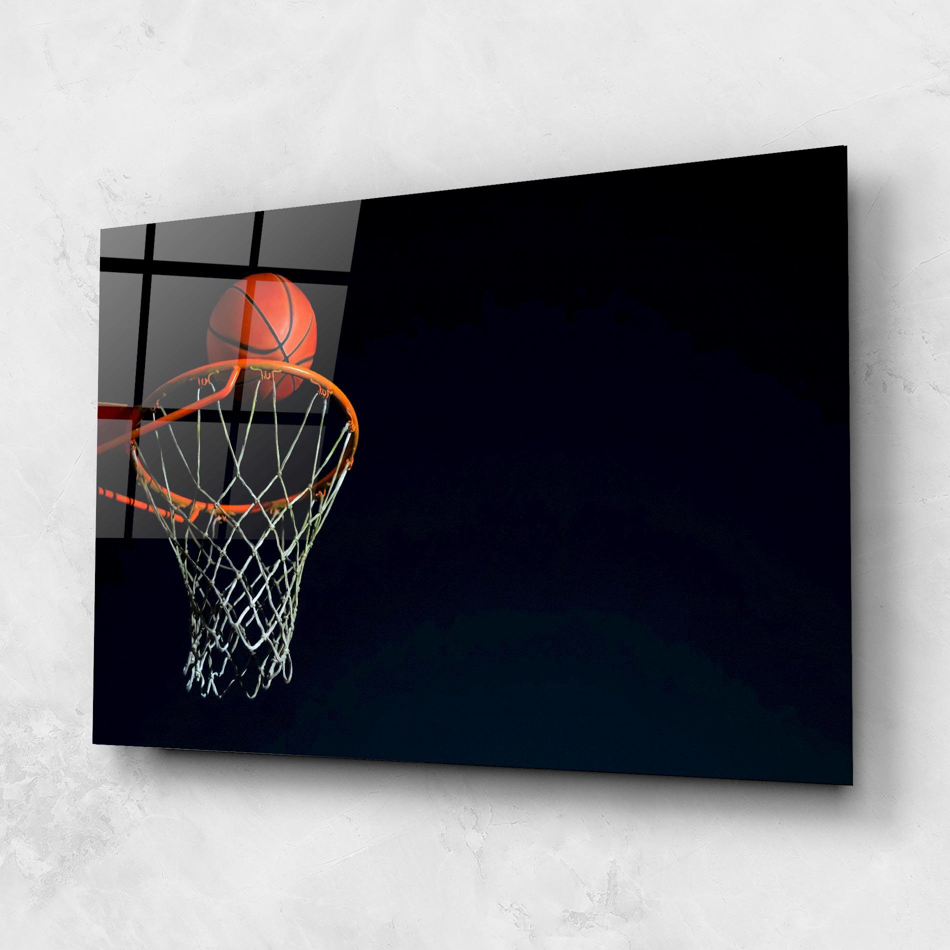 Üvegkép Basketball Hoop On Black mockup 1