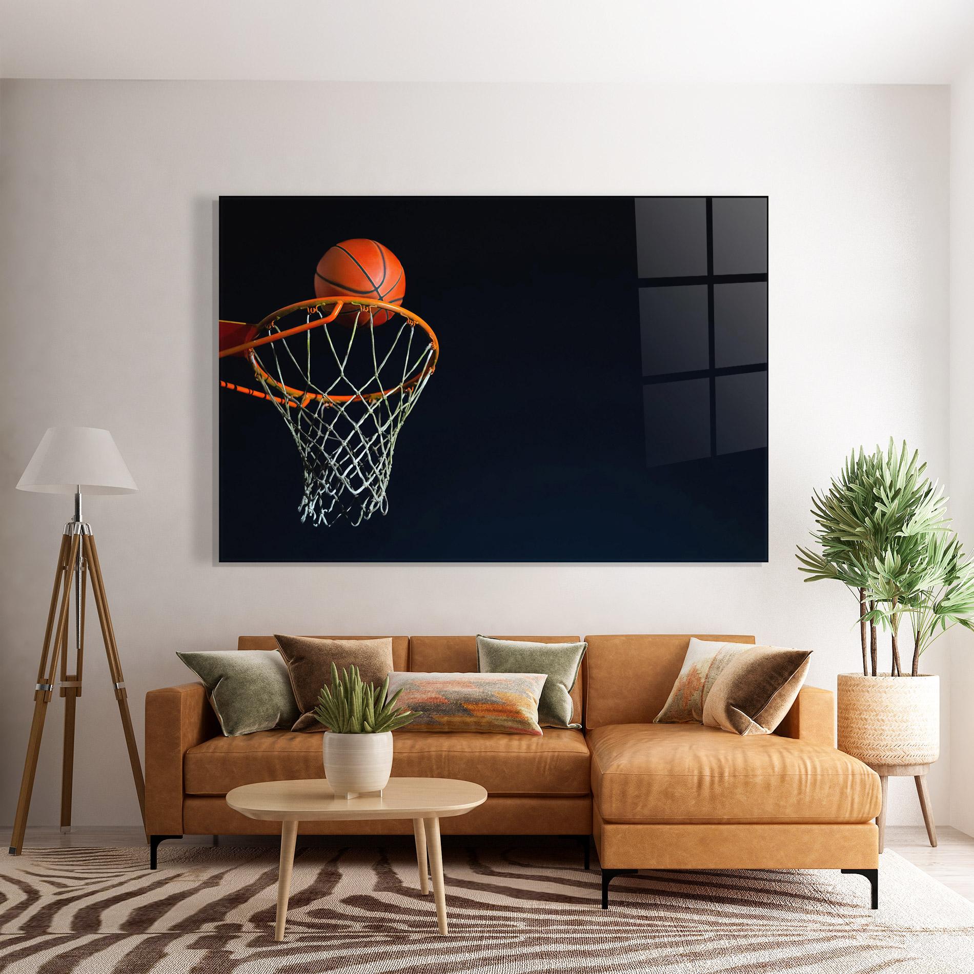 Üvegkép Basketball Hoop On Black mockup 7