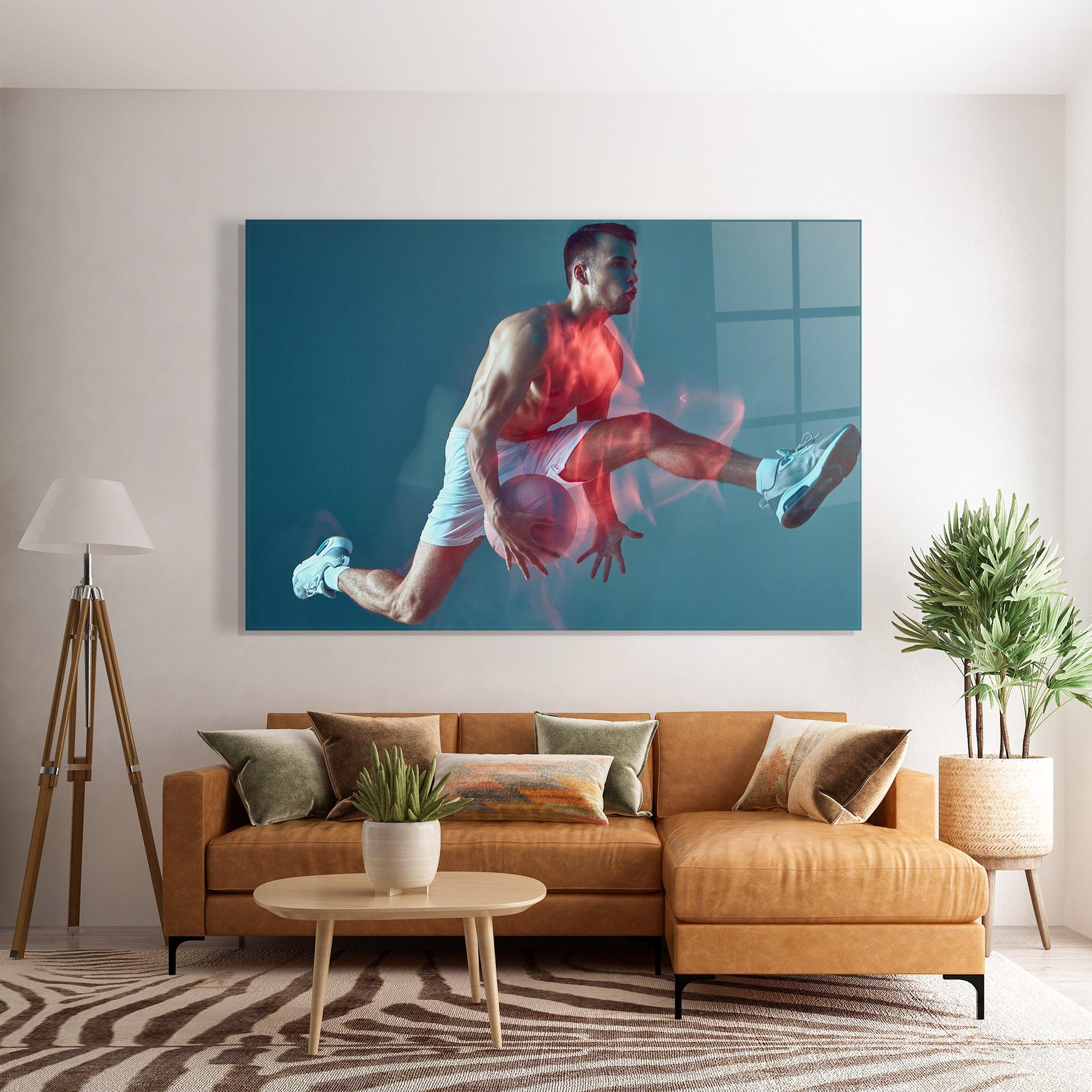 Üvegkép Fire Basketball Player mockup 7