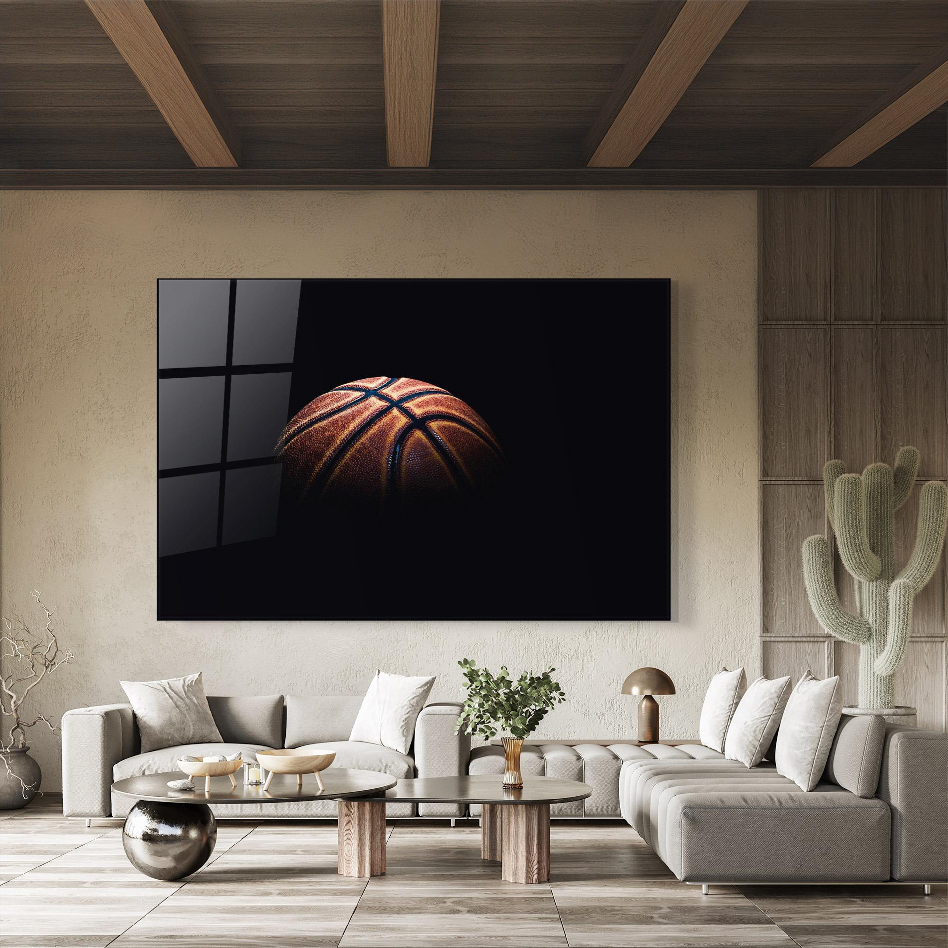 Üvegkép Basketball Ball In Dark mockup 8