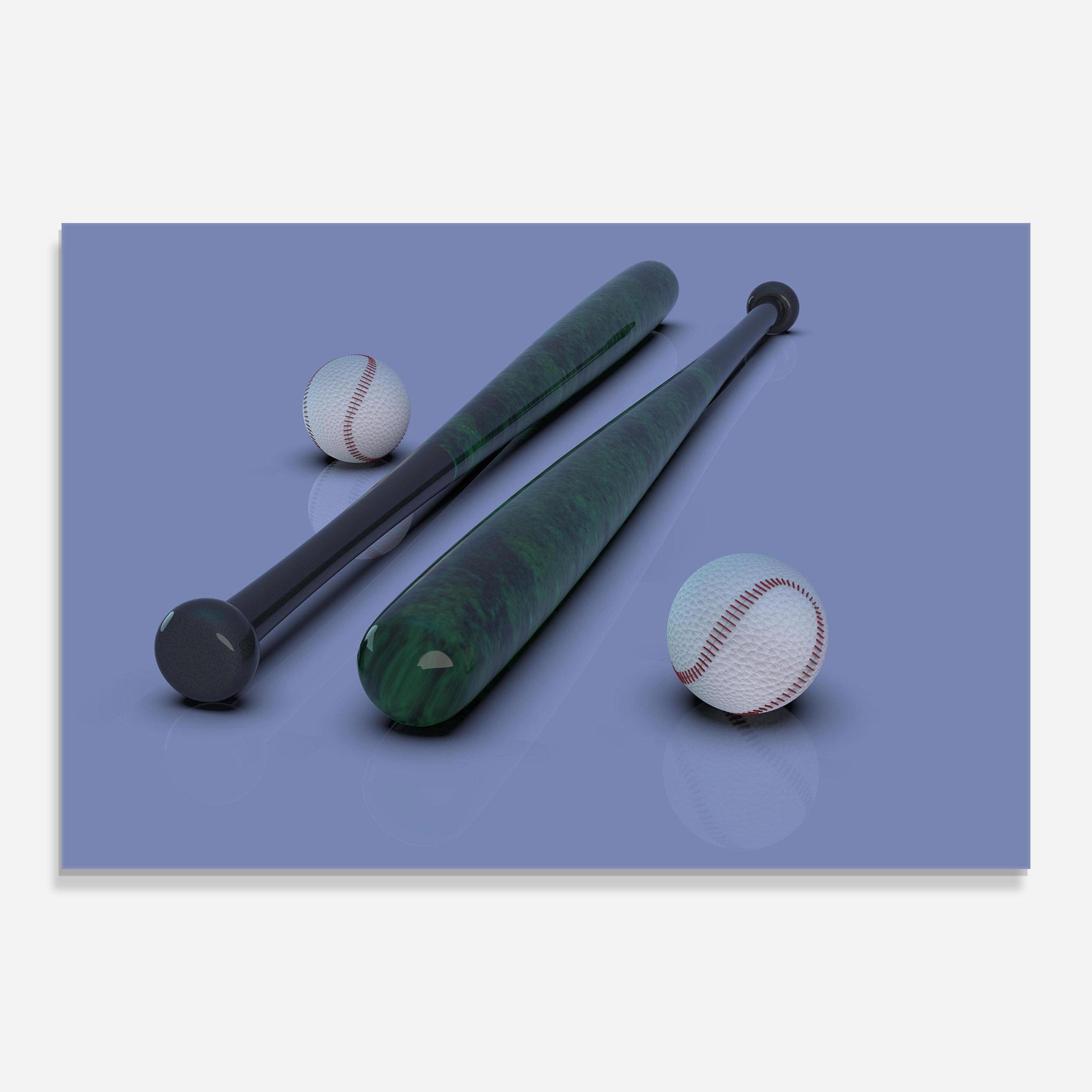 Üvegkép Baseball Ball On Purple mockup 0