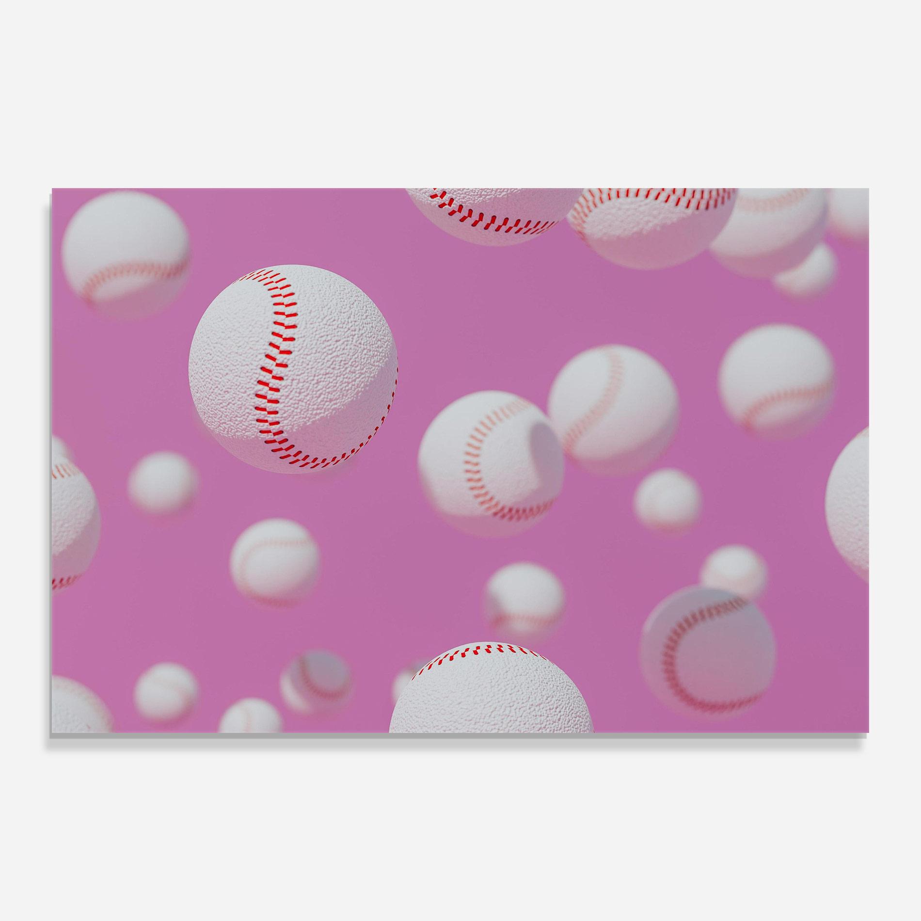 Üvegkép Baseball Balls On Pink mockup 0