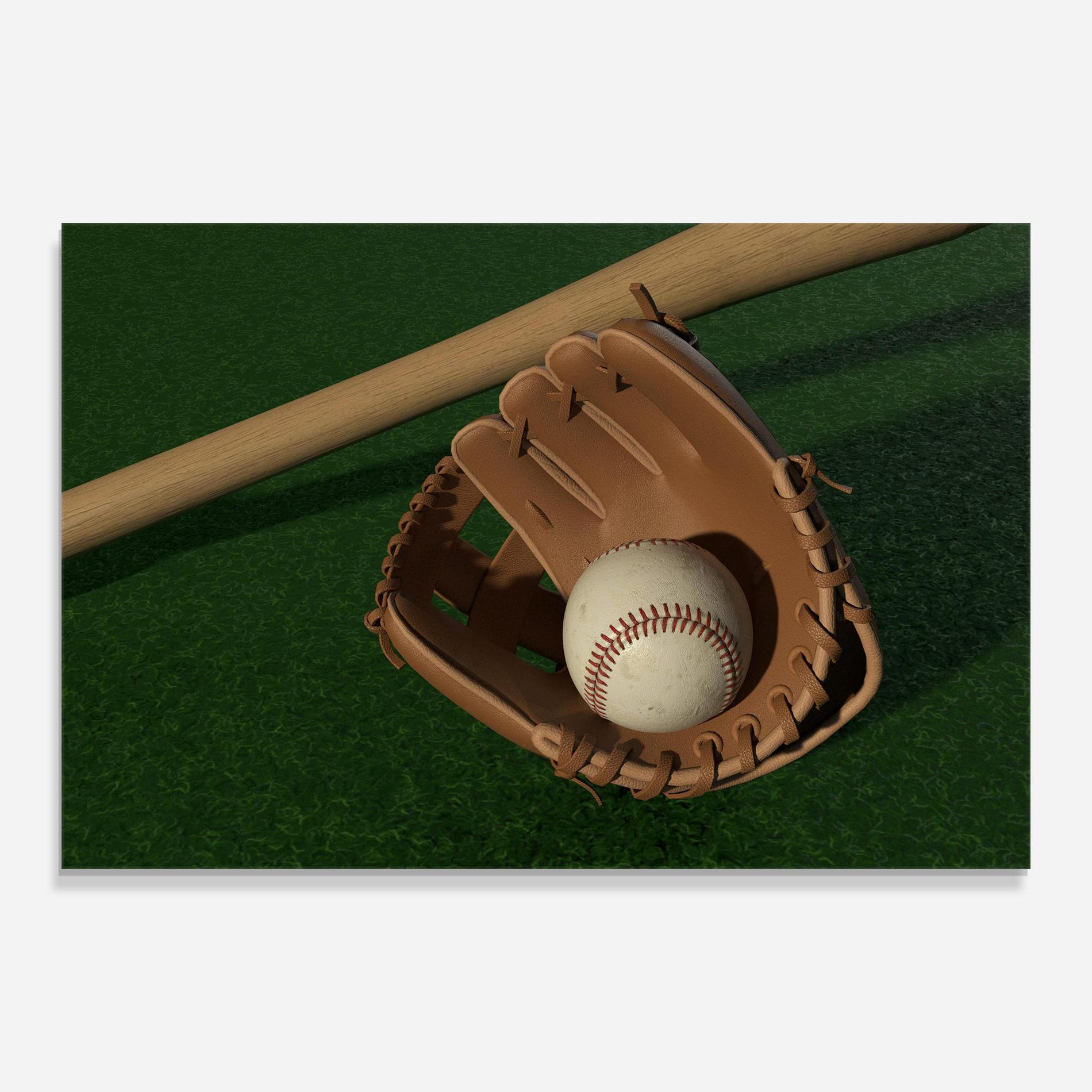 Üvegkép Baseball Glove On Green mockup 0