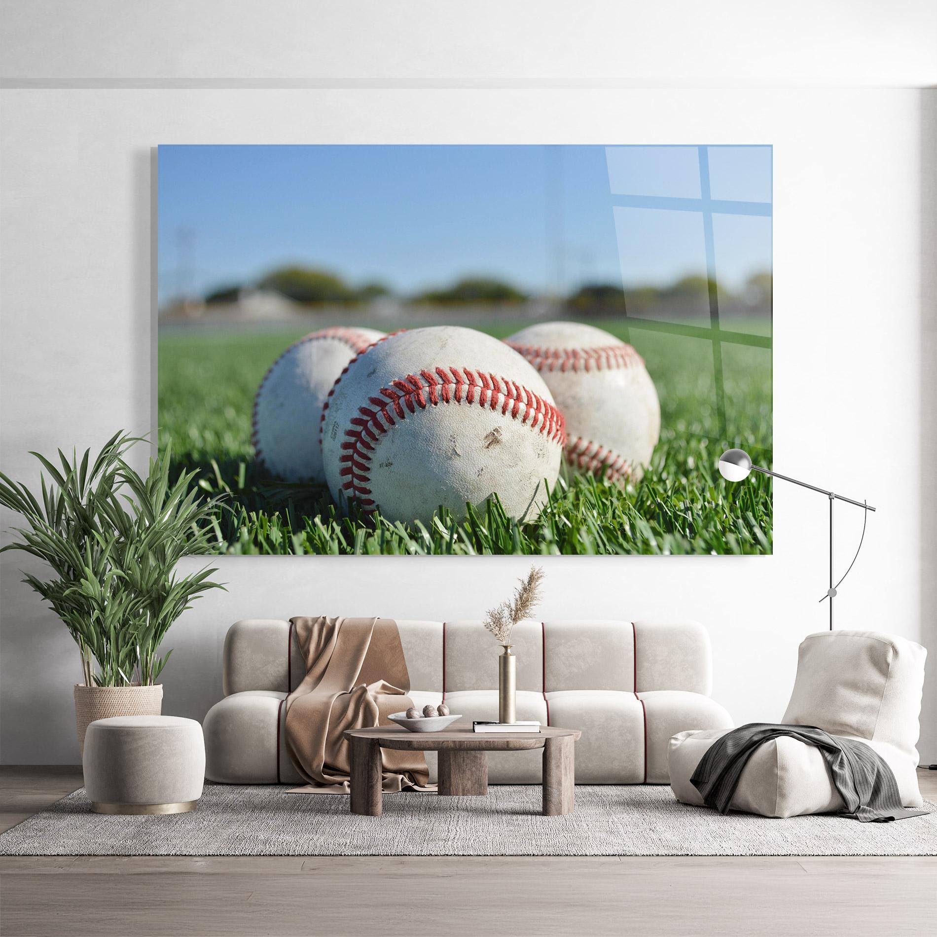Üvegkép Baseball Ball In Grass mockup 9