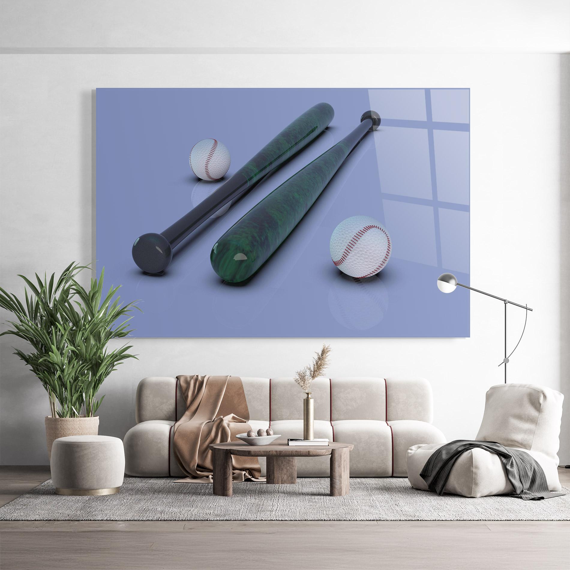 Üvegkép Baseball Ball On Purple mockup 9