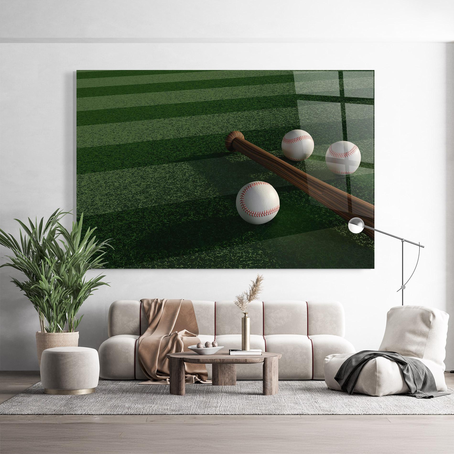 Üvegkép Baseball Balls On Grass mockup 9