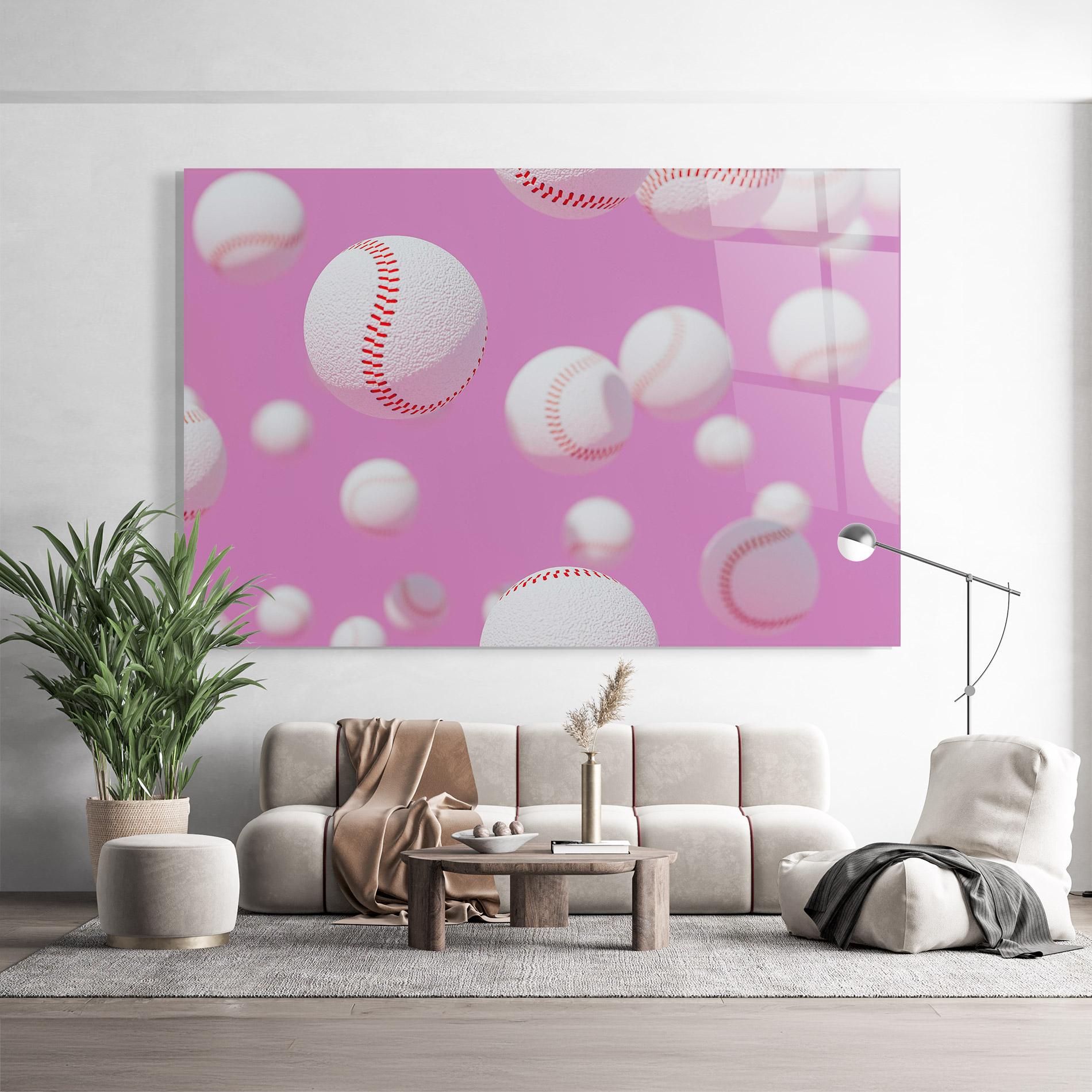 Üvegkép Baseball Balls On Pink mockup 9