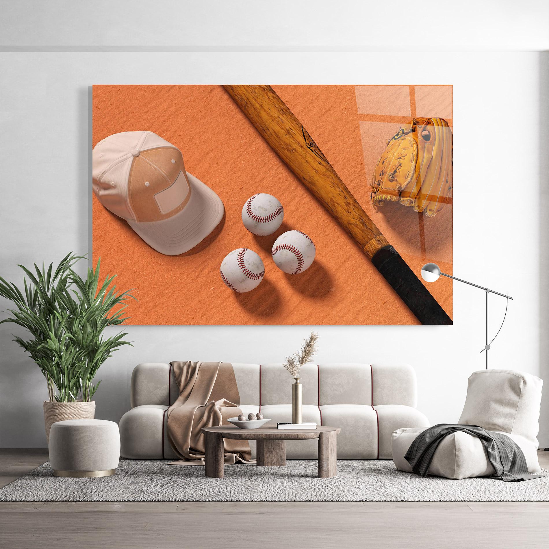 Üvegkép Baseball Set On Orange mockup 9