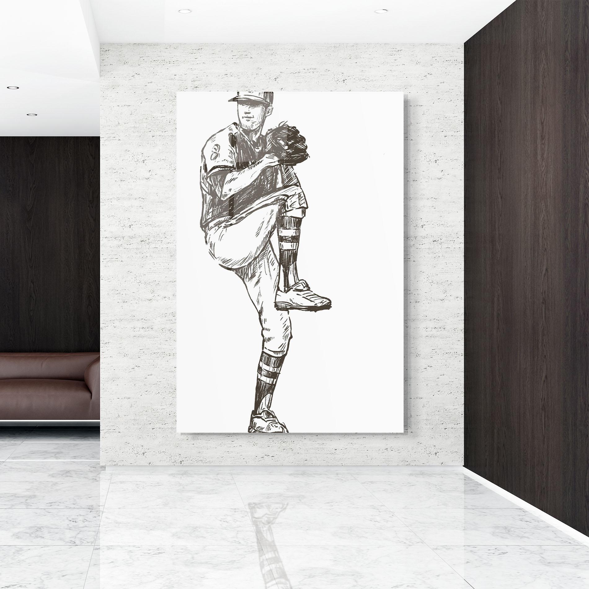 Üvegkép Baseball Player Line mockup 9