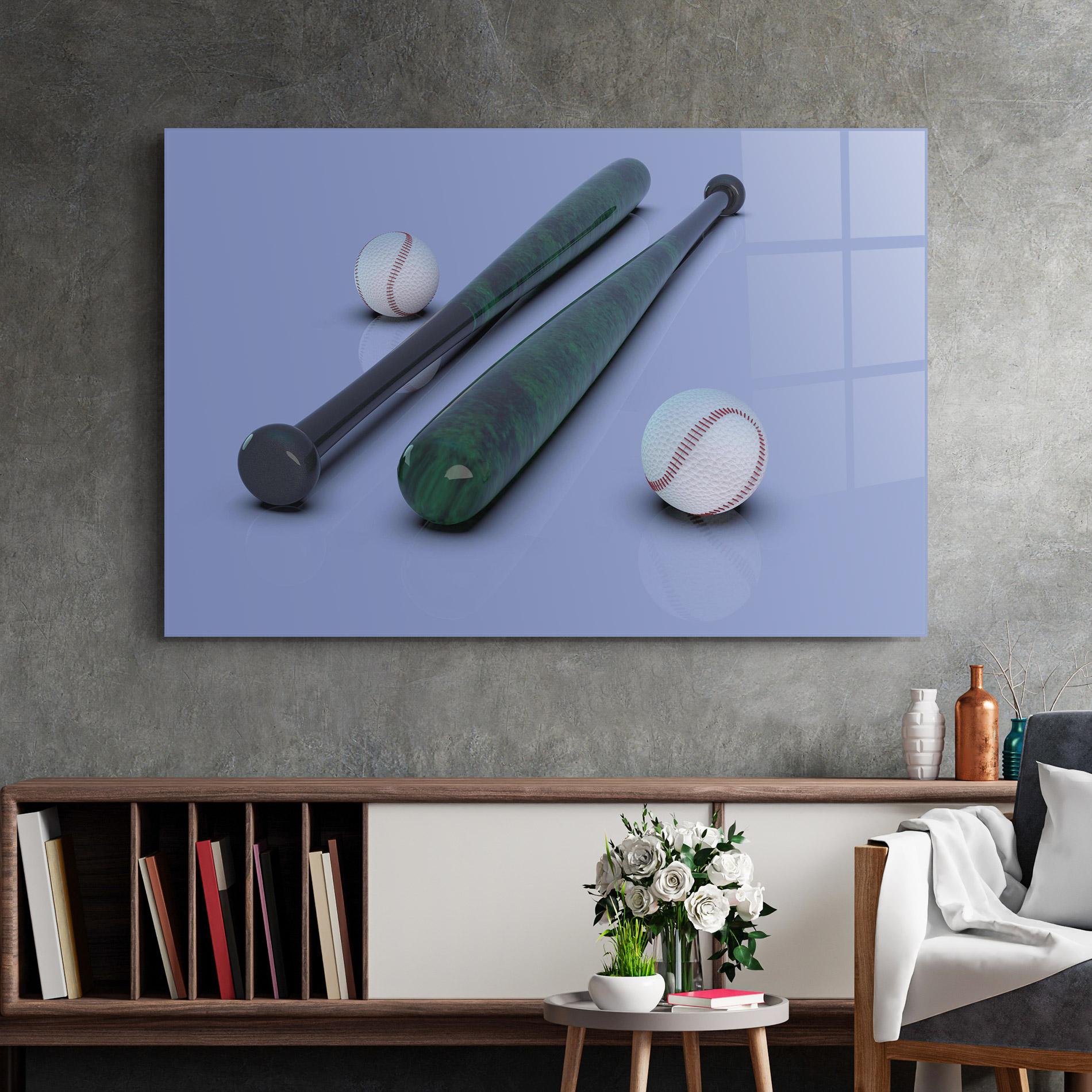 Üvegkép Baseball Ball On Purple mockup 2