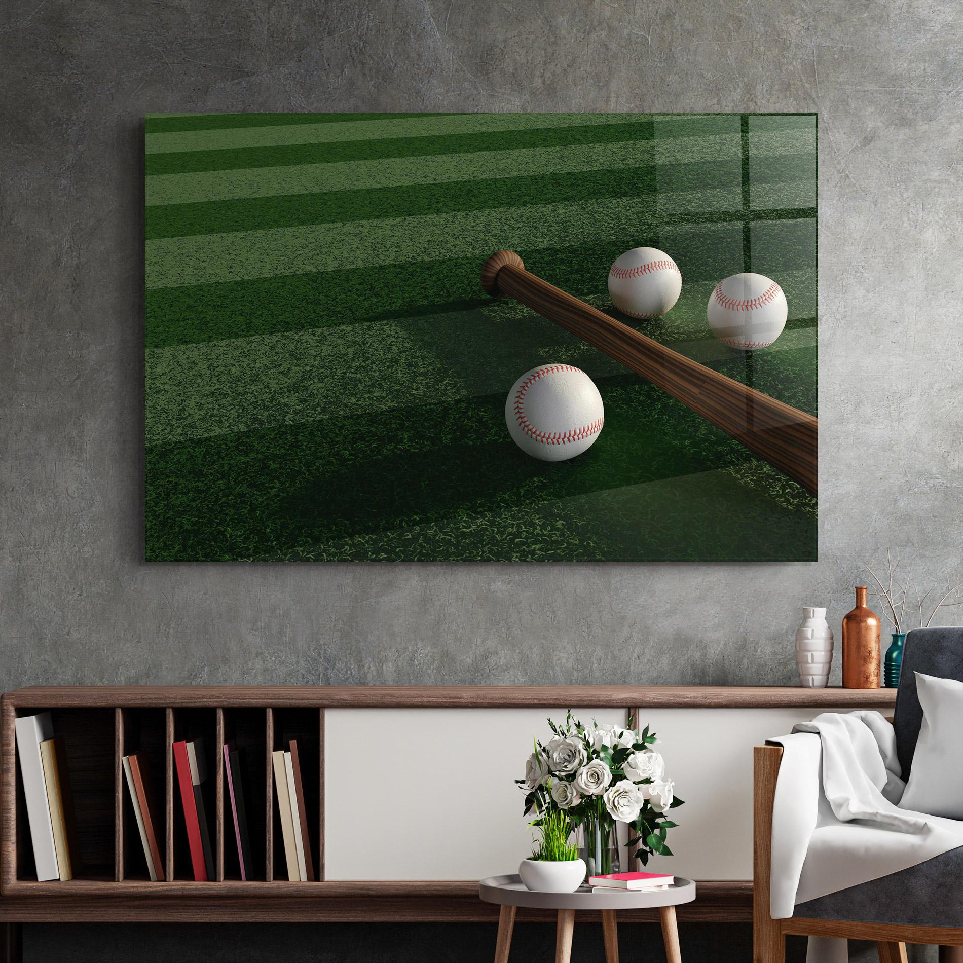 Üvegkép Baseball Balls On Grass mockup 2