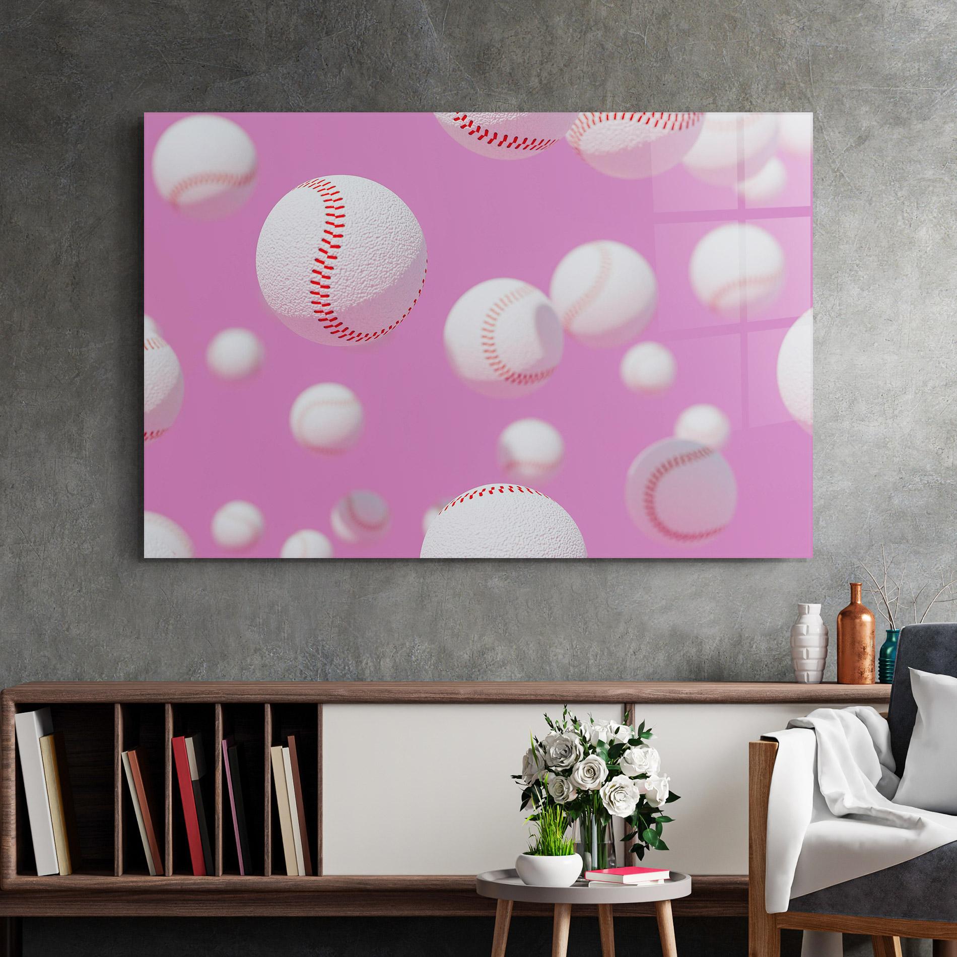 Üvegkép Baseball Balls On Pink mockup 2