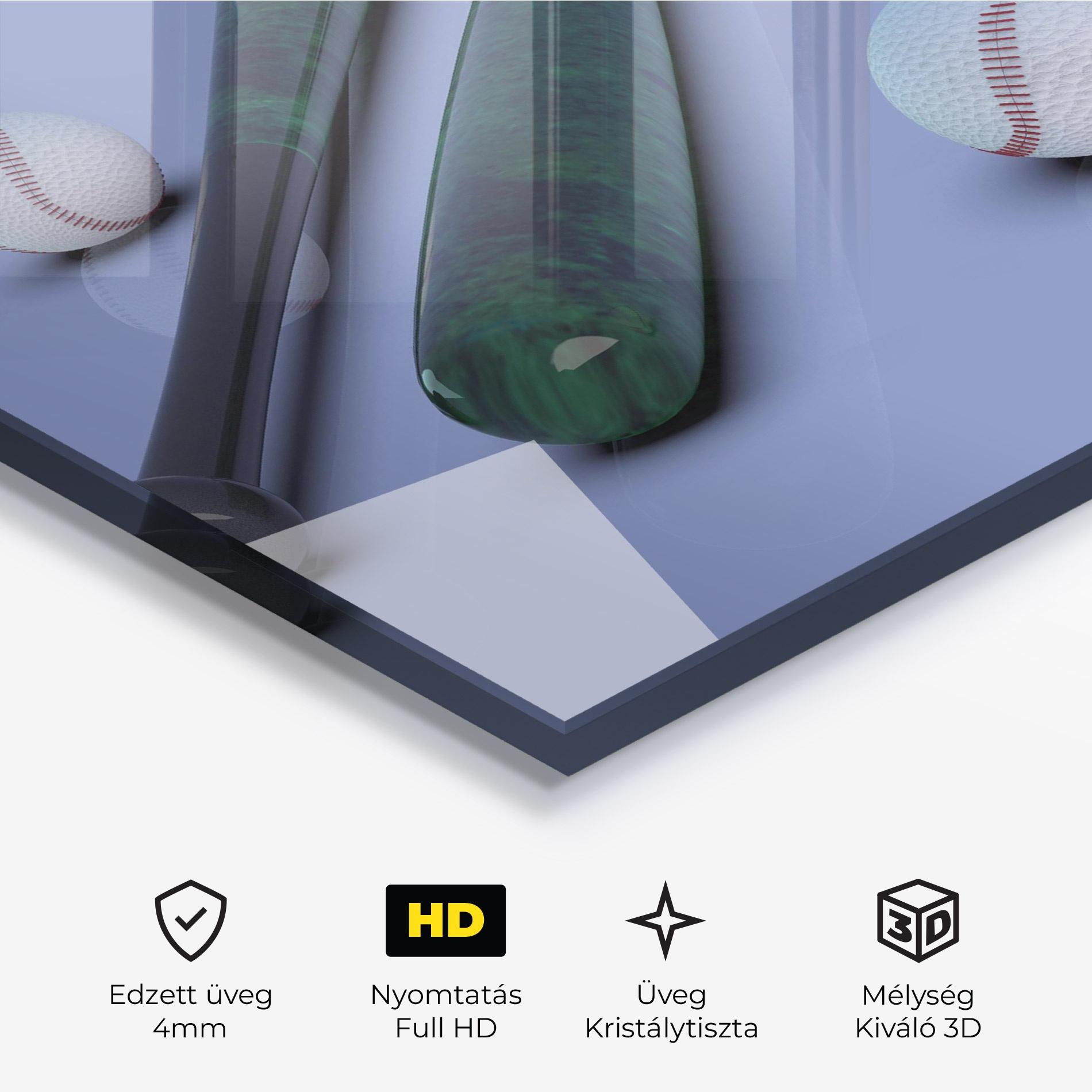 Üvegkép Baseball Ball On Purple mockup 3