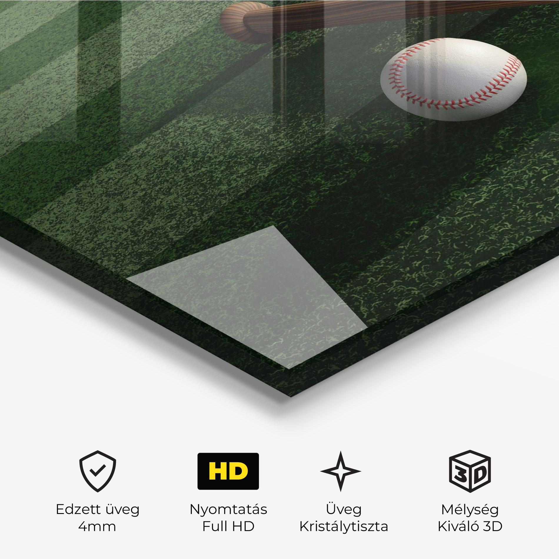 Üvegkép Baseball Balls On Grass mockup 3