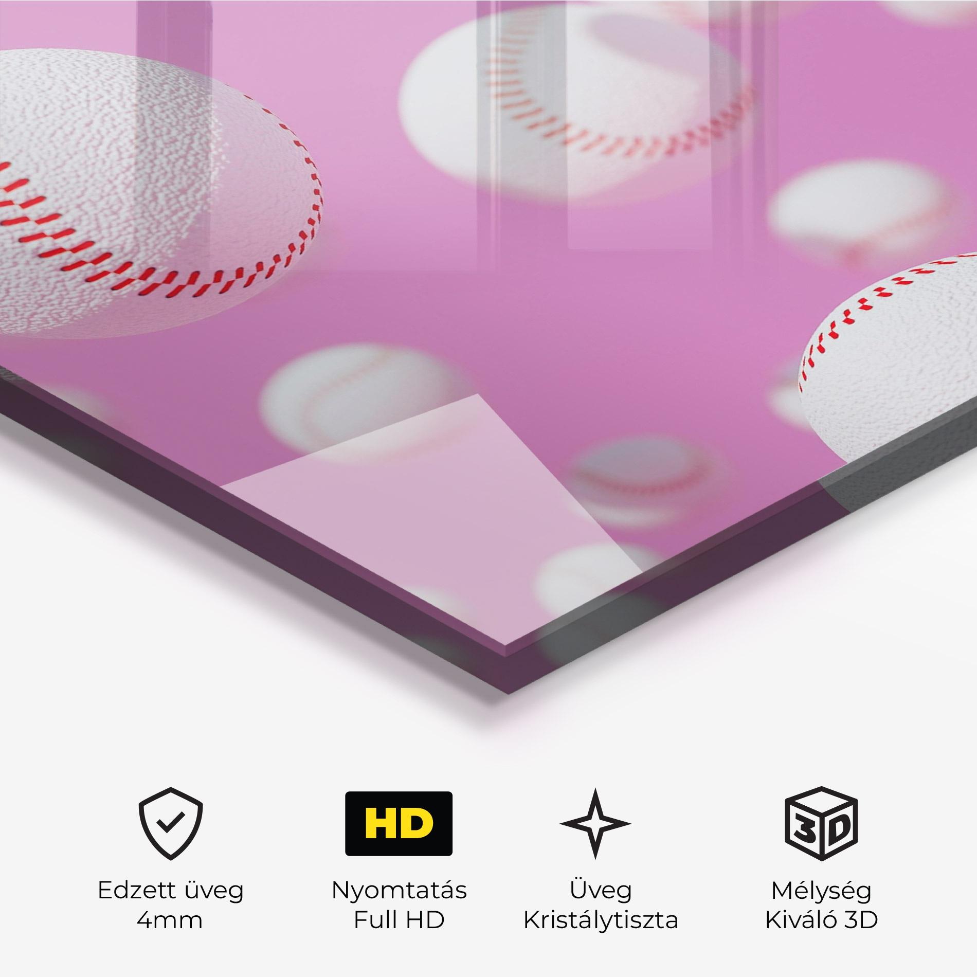 Üvegkép Baseball Balls On Pink mockup 3
