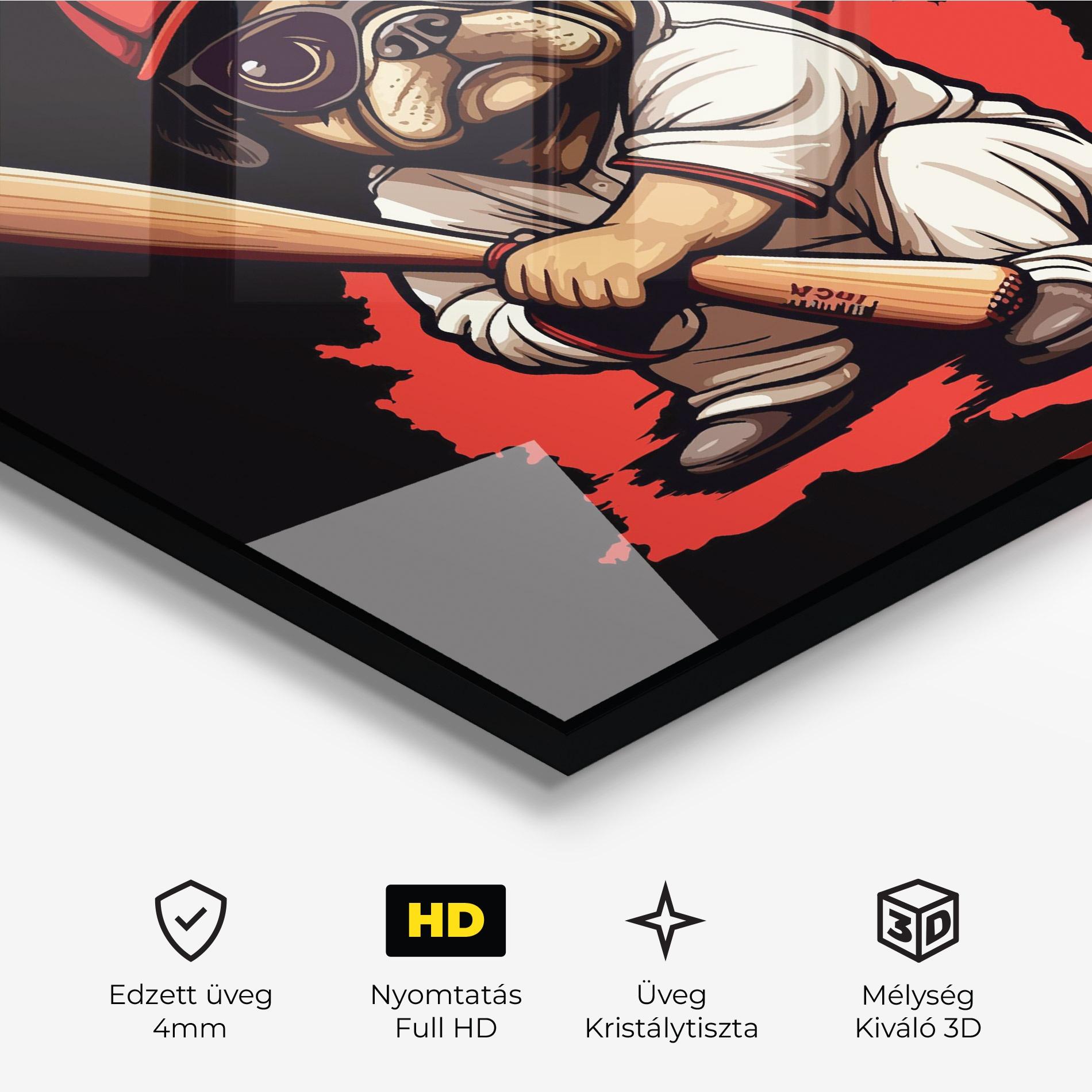 Üvegkép Baseball Dog mockup 3