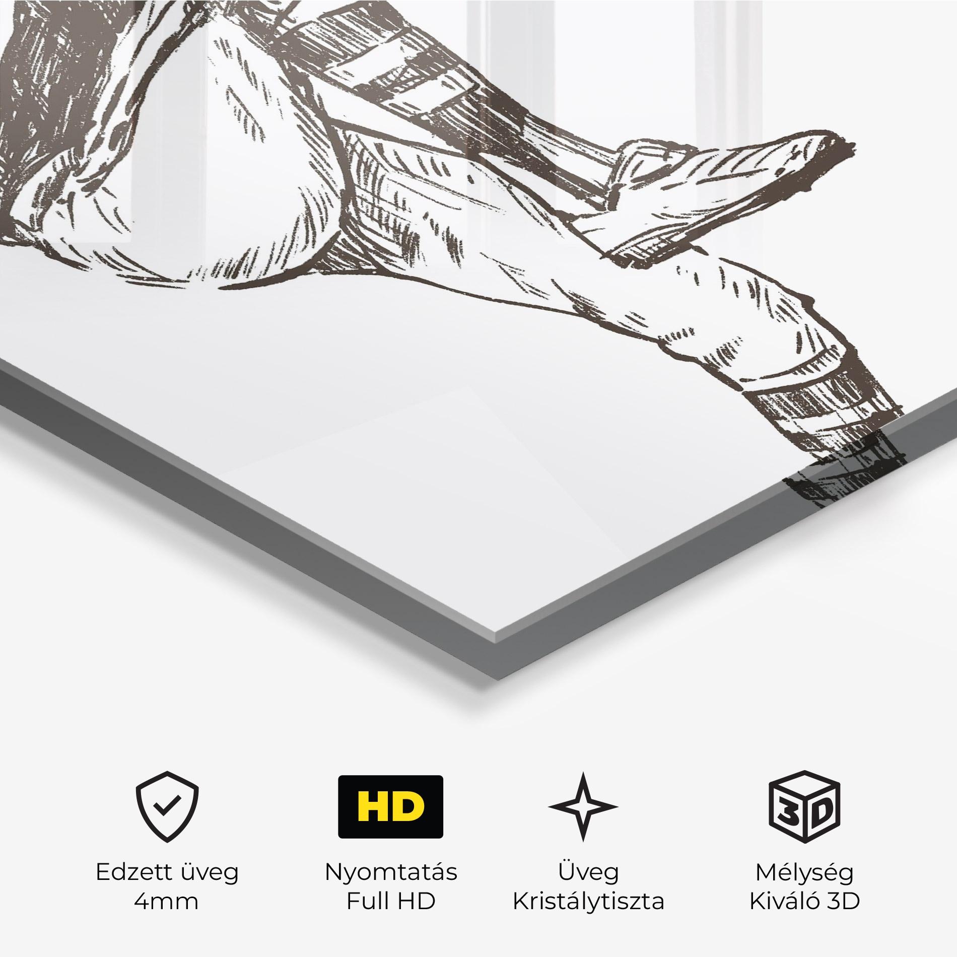 Üvegkép Baseball Player Line mockup 3