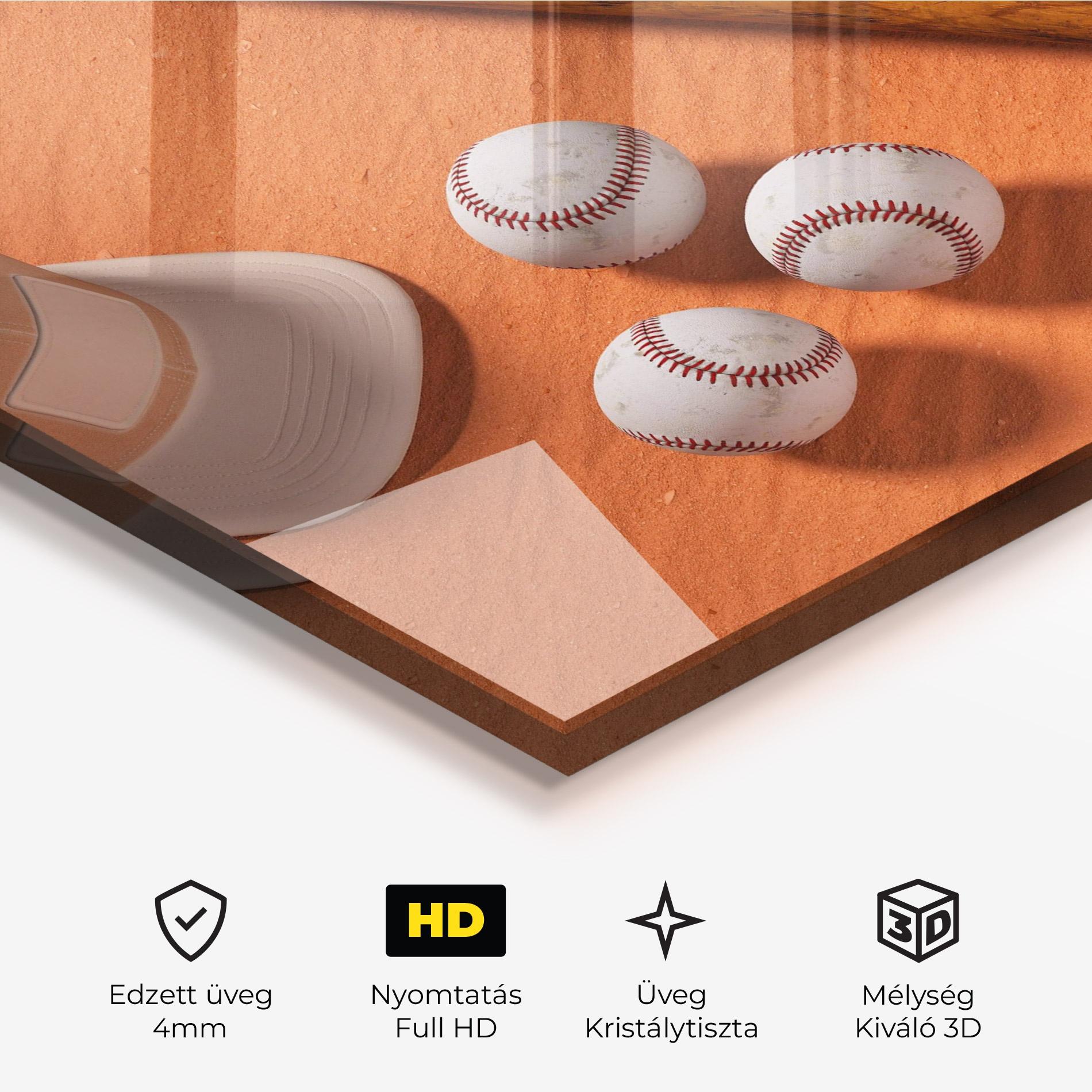 Üvegkép Baseball Set On Orange mockup 3