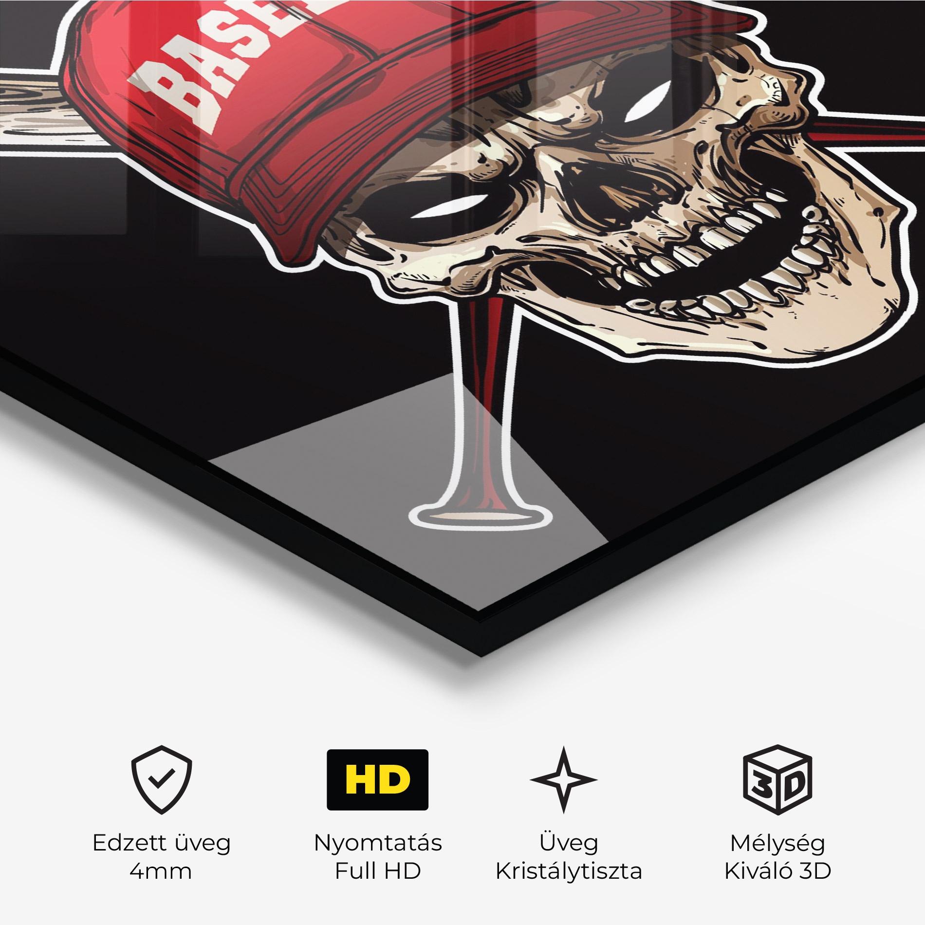 Üvegkép Baseball Skull mockup 3