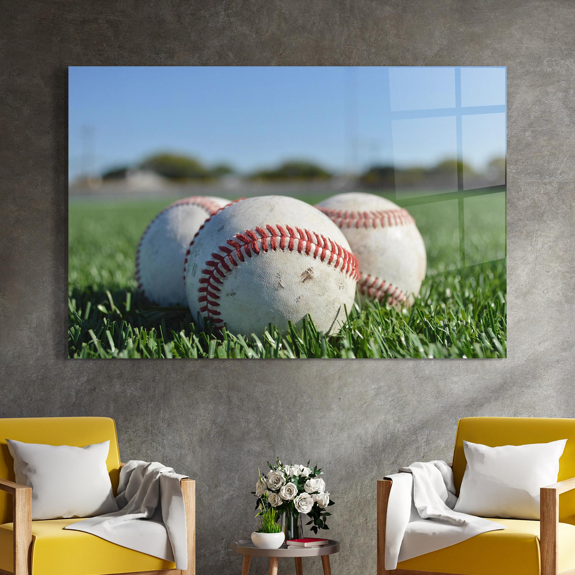 Üvegkép Baseball Ball In Grass mockup 4