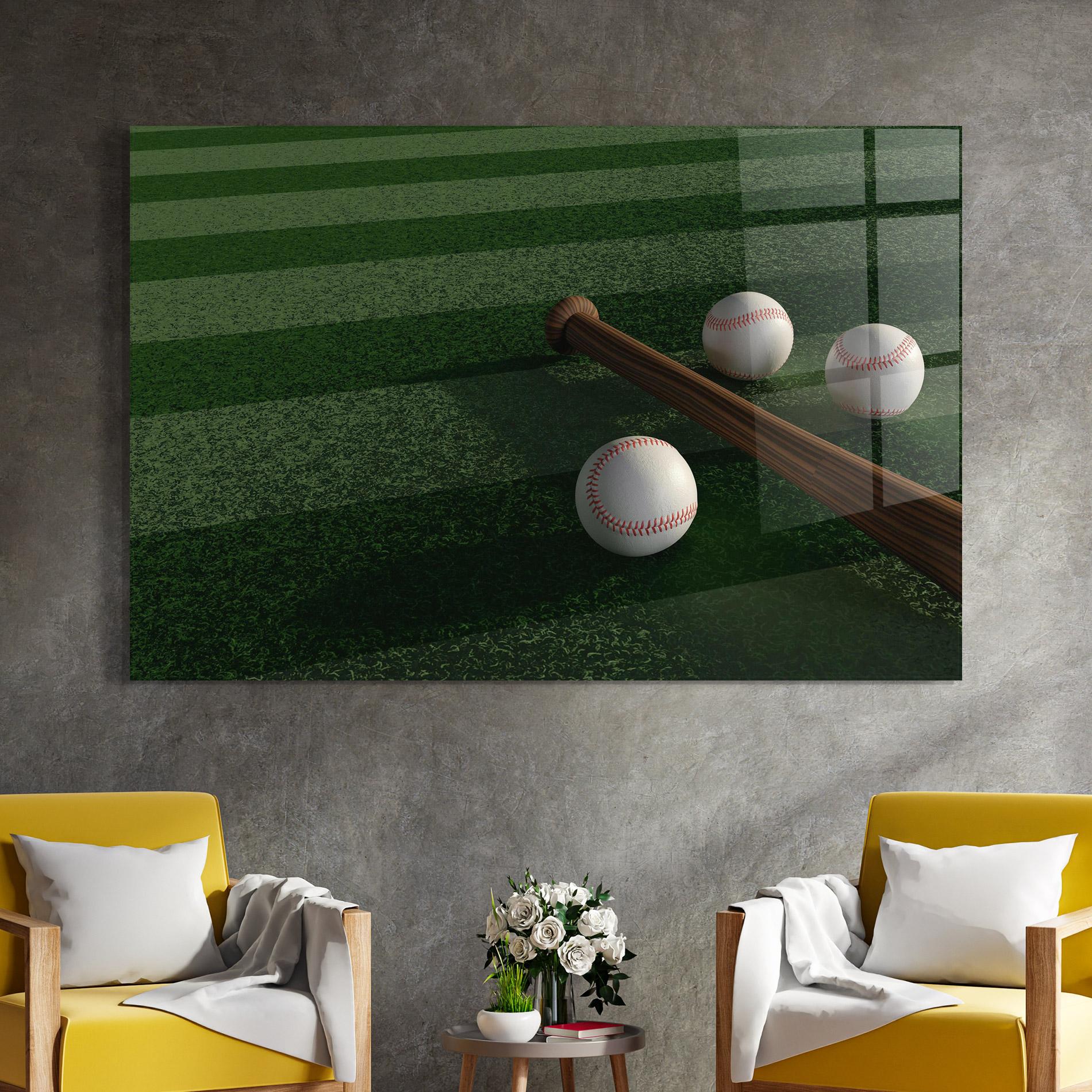 Üvegkép Baseball Balls On Grass mockup 4