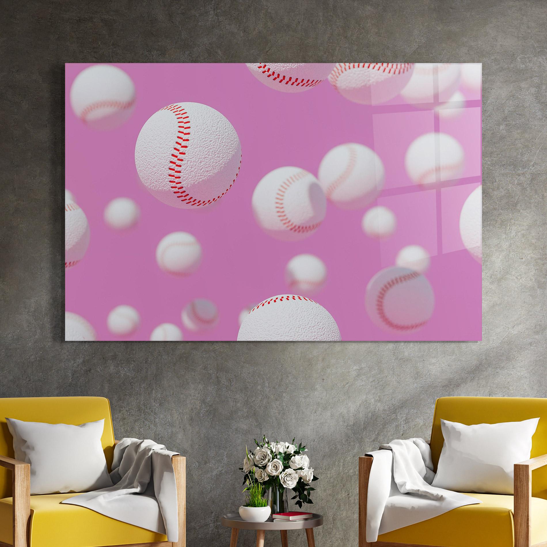 Üvegkép Baseball Balls On Pink mockup 4