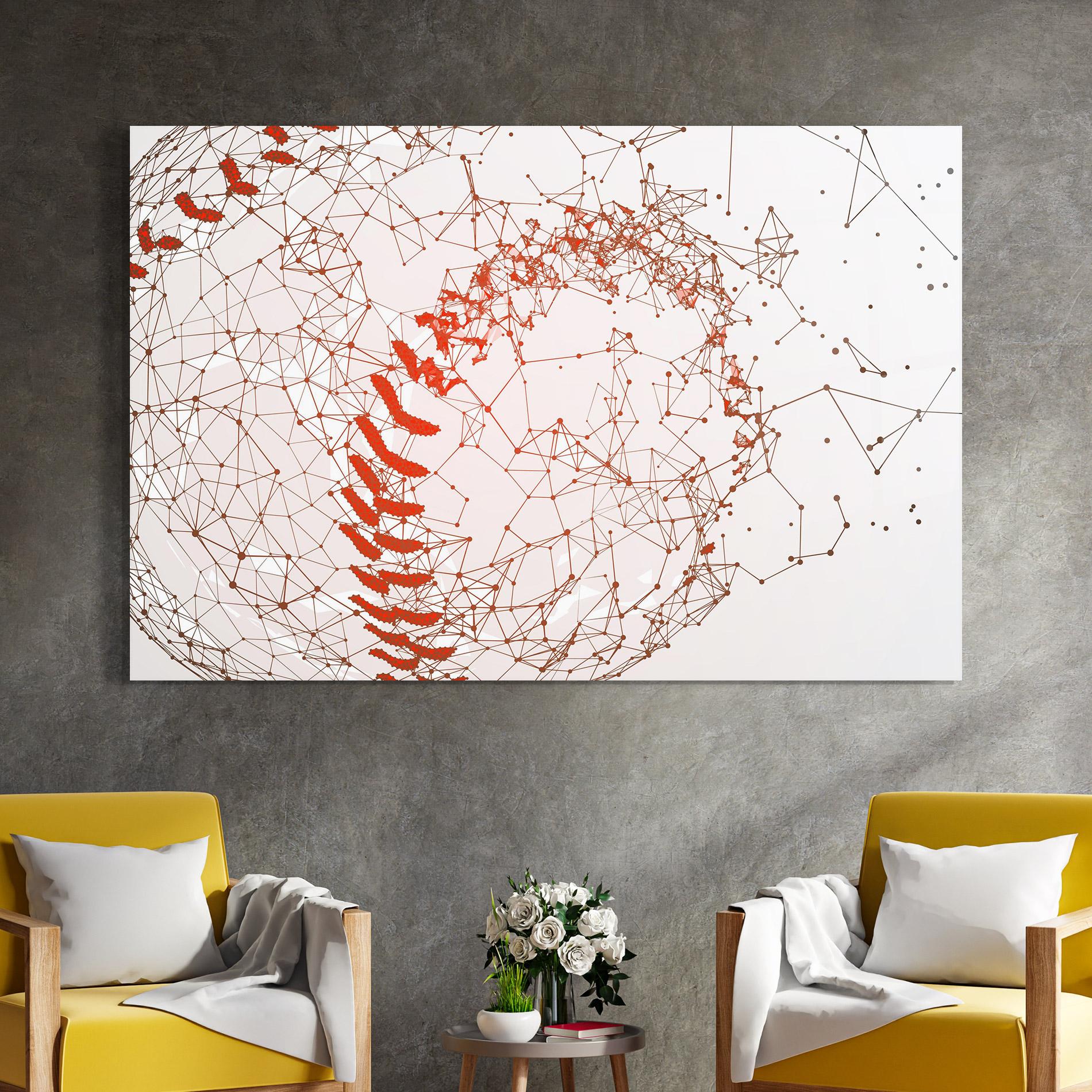 Üvegkép Baseball Line Art mockup 4