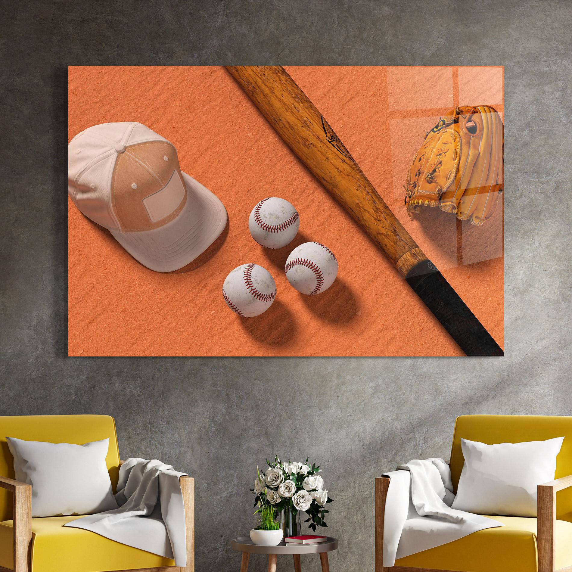 Üvegkép Baseball Set On Orange mockup 4