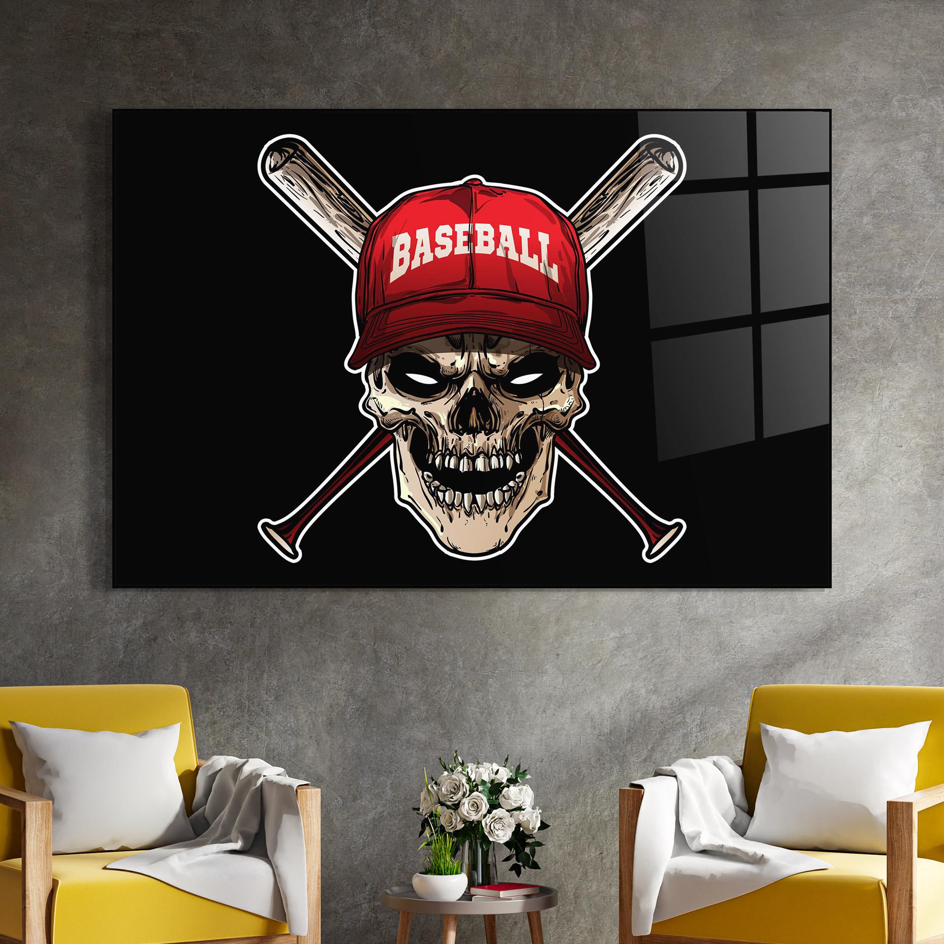 Üvegkép Baseball Skull mockup 4