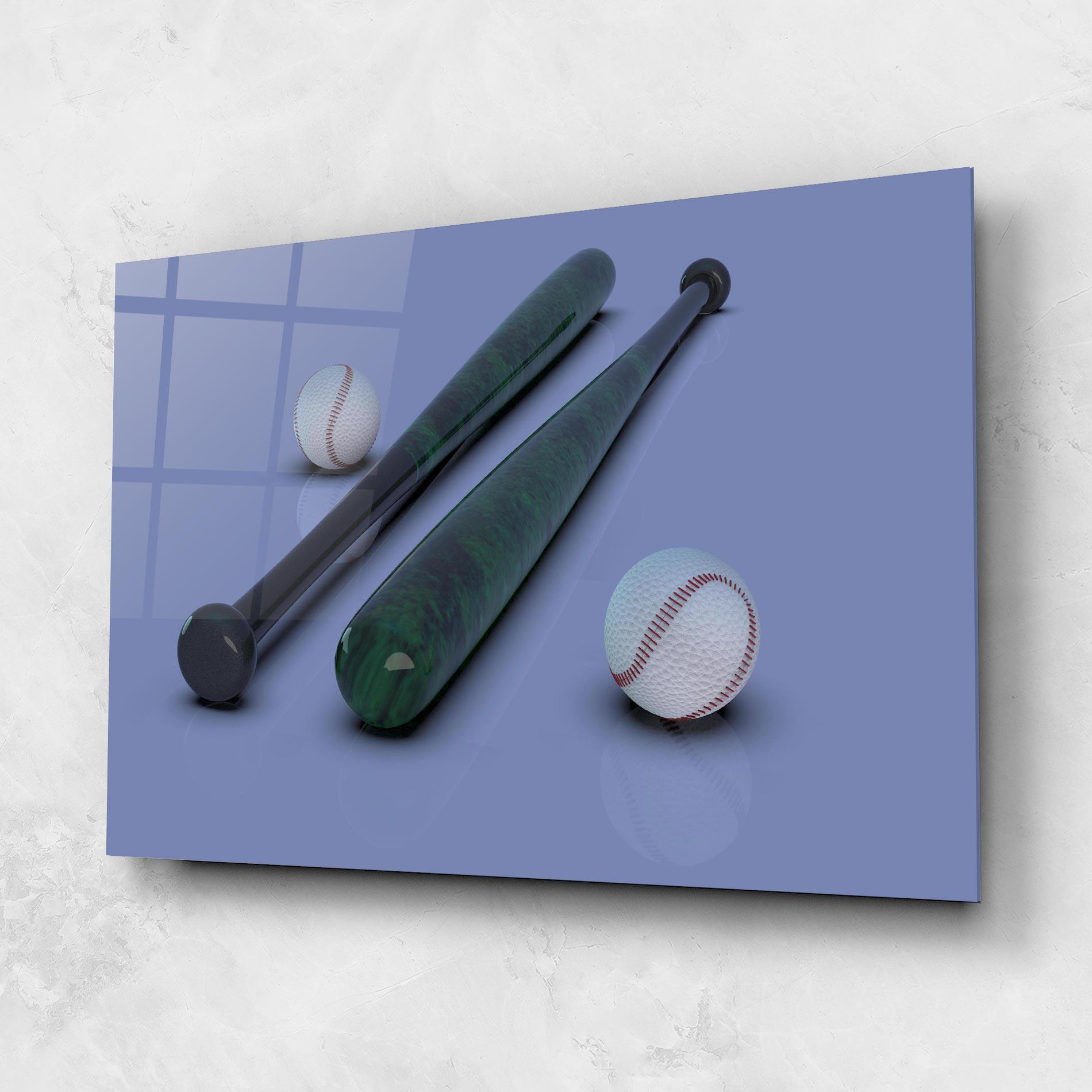 Üvegkép Baseball Ball On Purple mockup 1