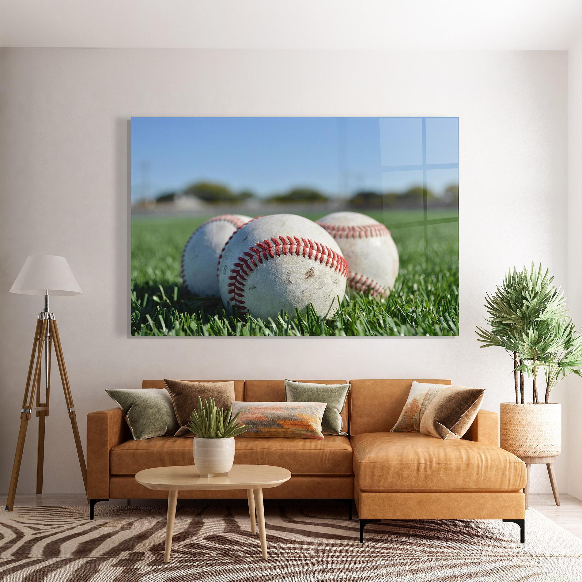 Üvegkép Baseball Ball In Grass mockup 7