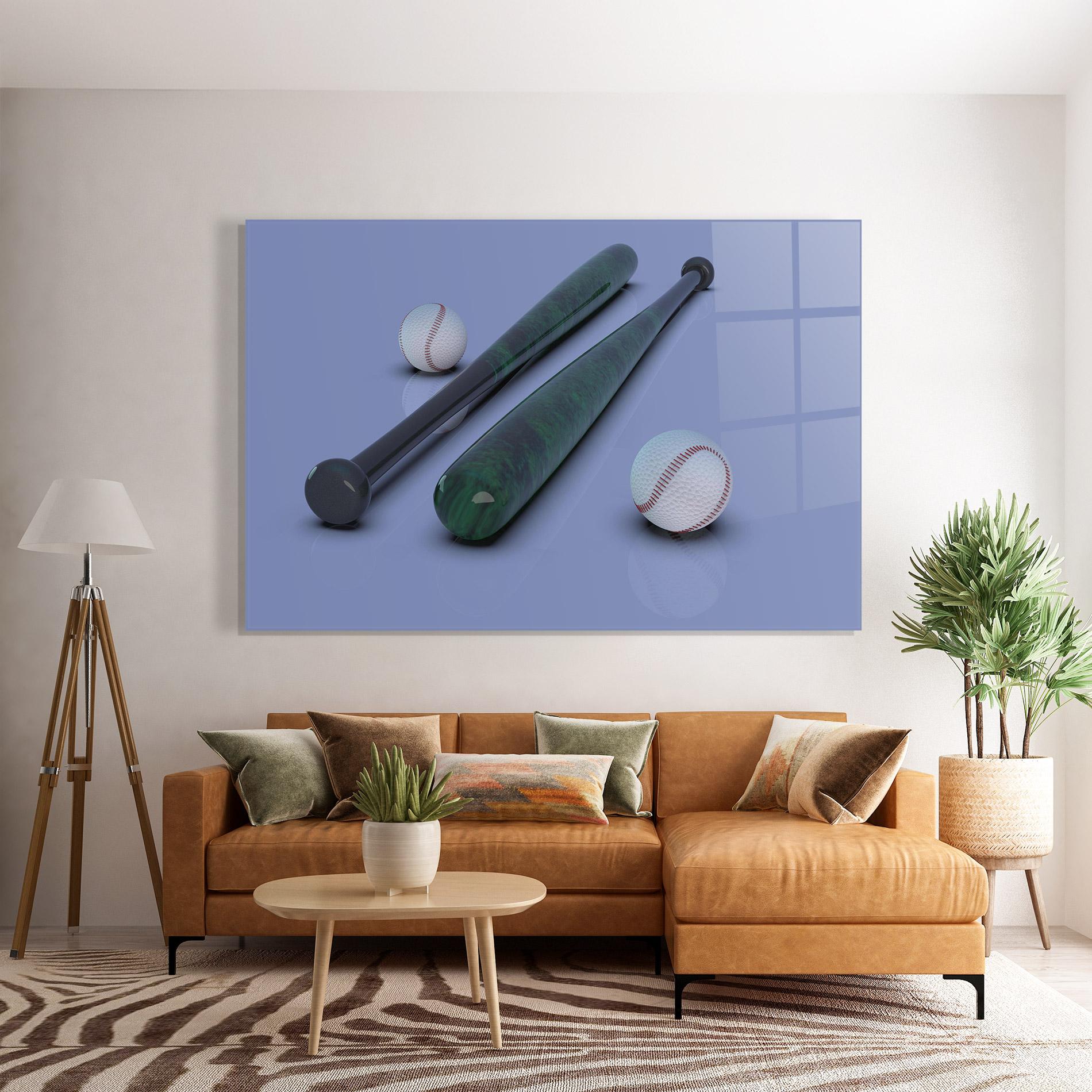 Üvegkép Baseball Ball On Purple mockup 7